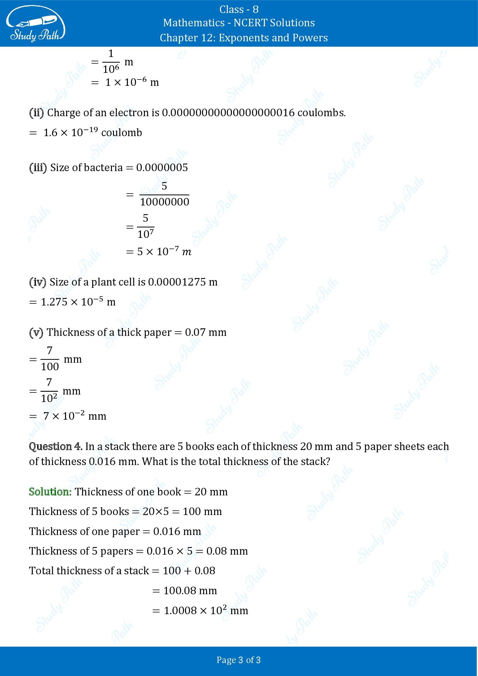 NCERT Solutions for Class 8 Maths Chapter 12 Exponents and Powers Exercise 12.2 00003