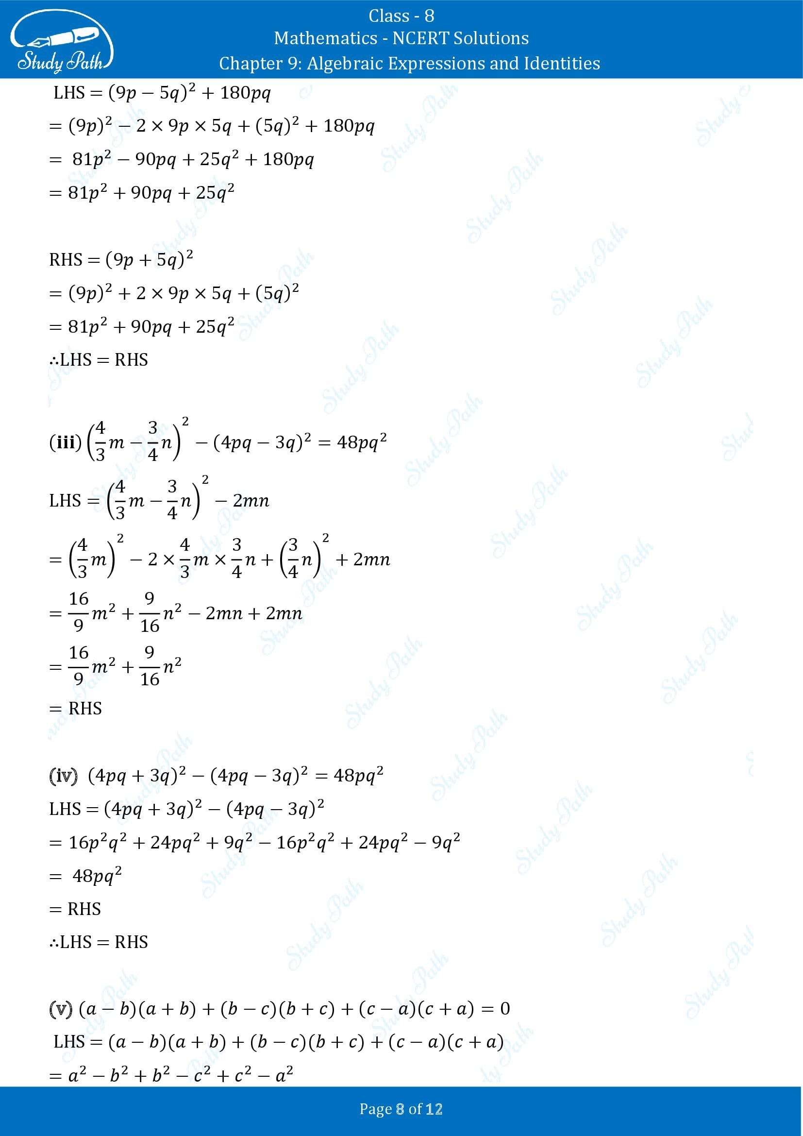 NCERT Solutions for Class 8 Maths Chapter 9 Algebraic Expressions and Identities Exercise 9.5 00008