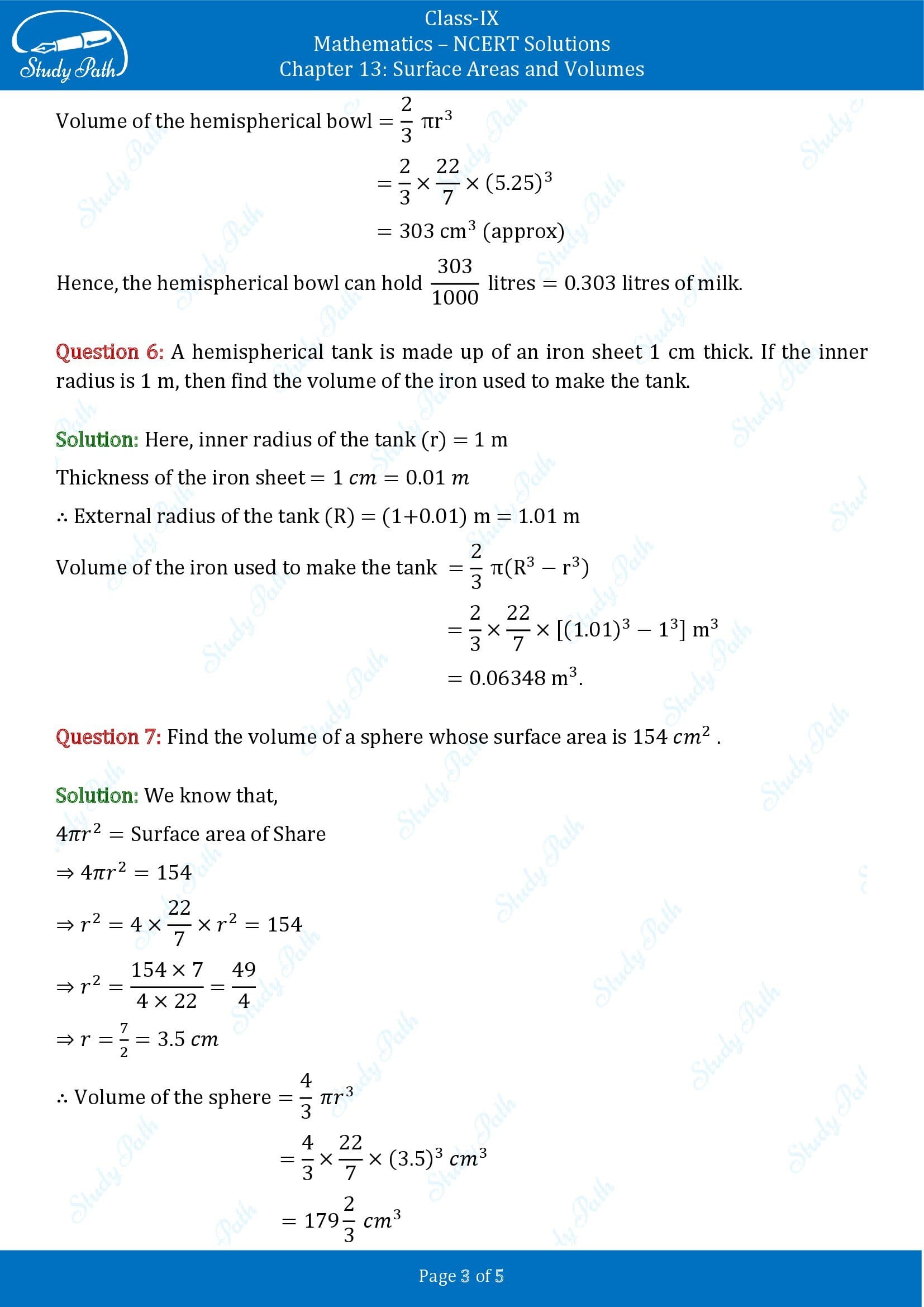 NCERT Solutions for Class 9 Maths Chapter 13 Surface Areas and Volumes Exercise 13.8 00003