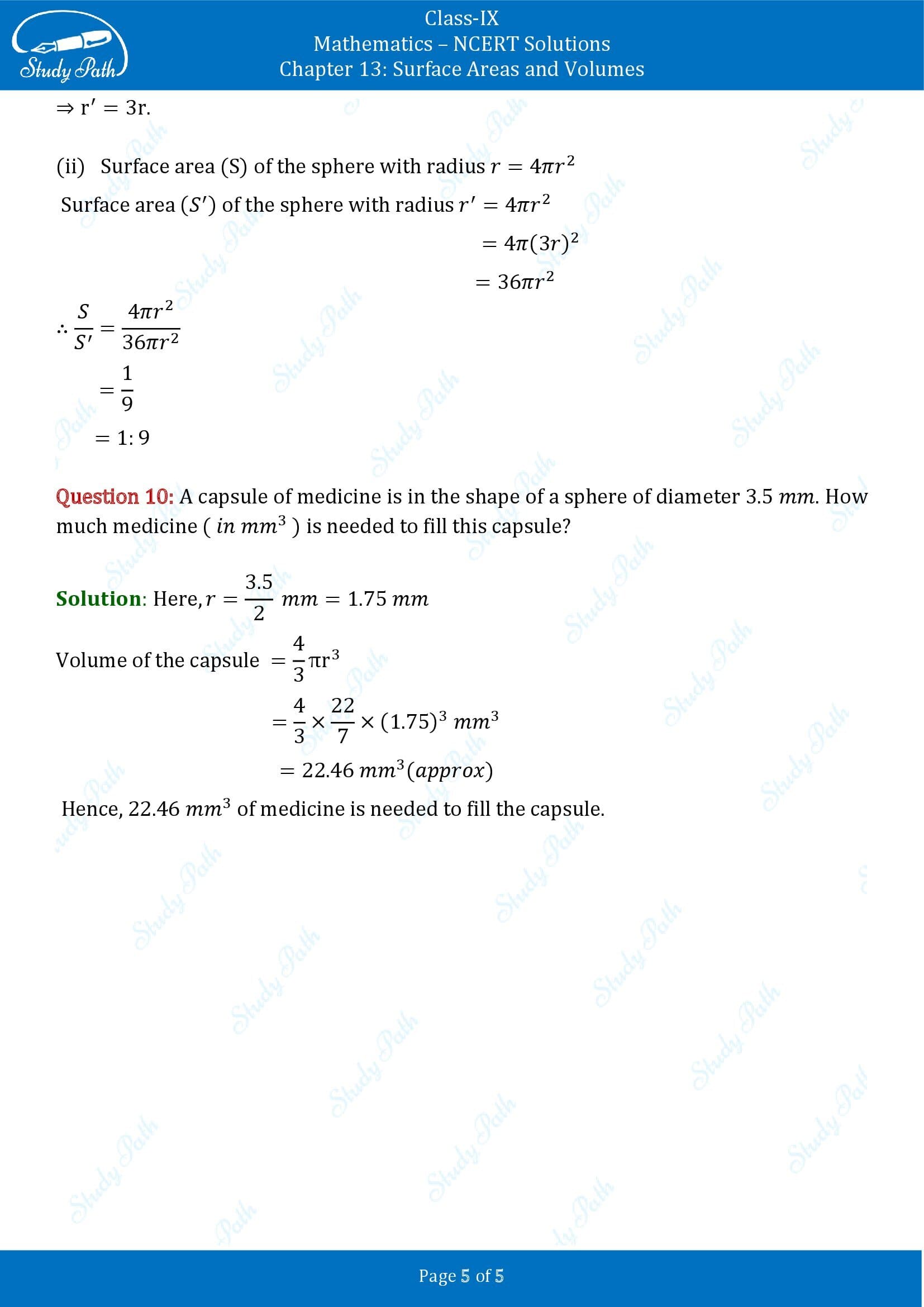 NCERT Solutions for Class 9 Maths Chapter 13 Surface Areas and Volumes Exercise 13.8 00005