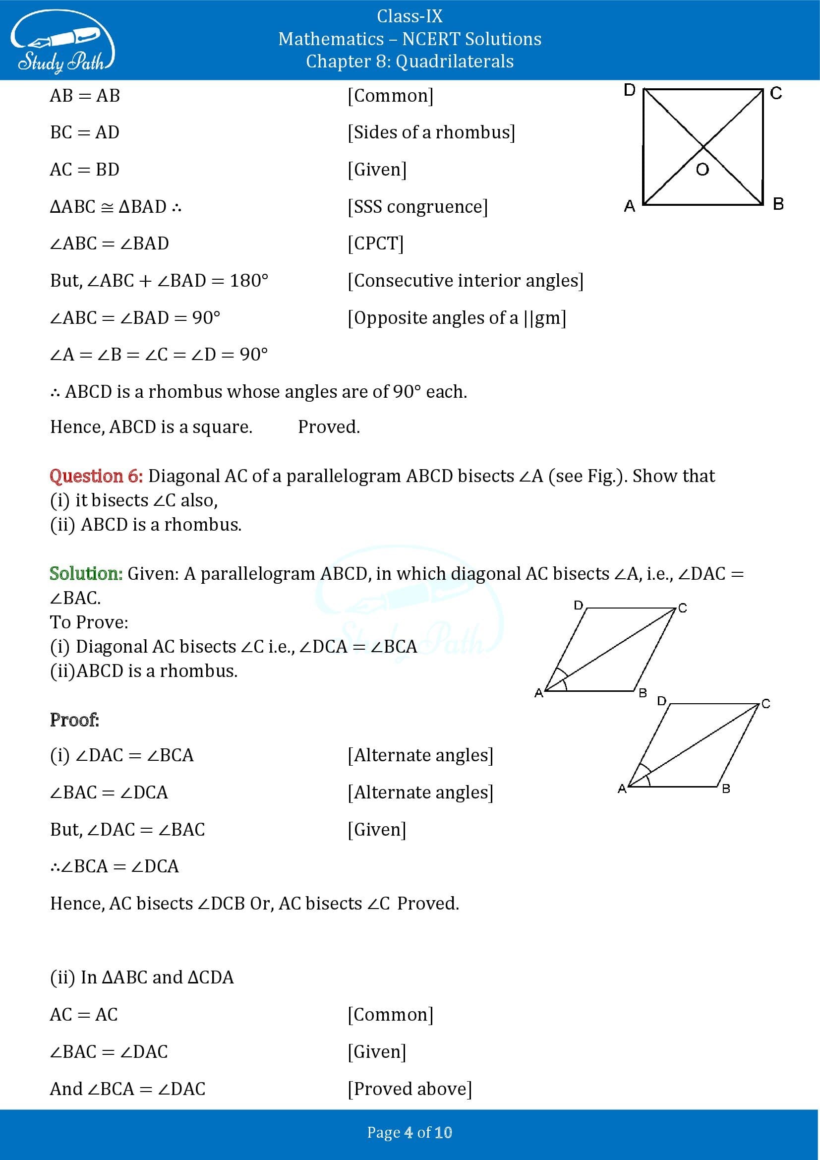 NCERT Solutions for Class 9 Maths Chapter 8 Triangles Exercise 8.1 00004