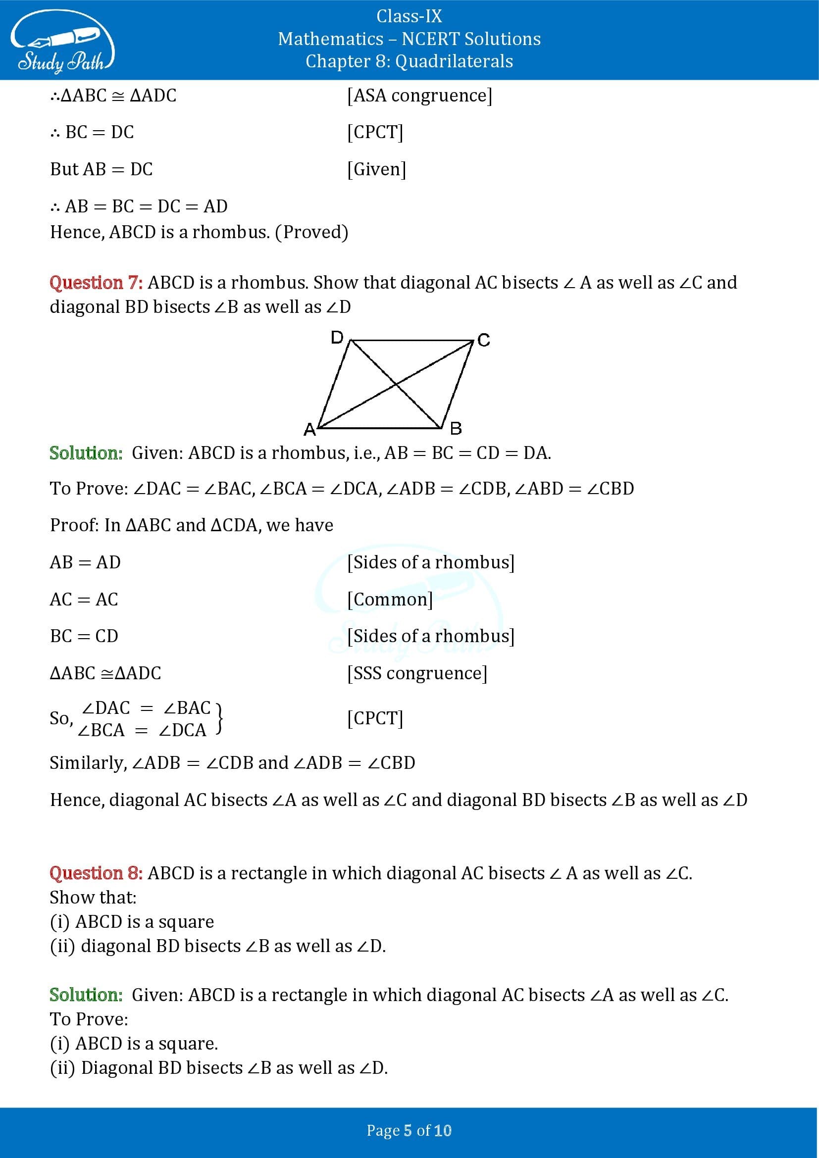 NCERT Solutions for Class 9 Maths Chapter 8 Triangles Exercise 8.1 00005