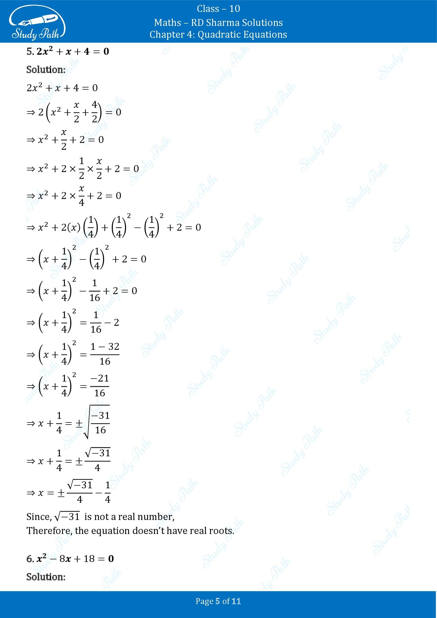 RD Sharma Solutions Class 10 Chapter 4 Quadratic Equations Exercise 4.4 00005