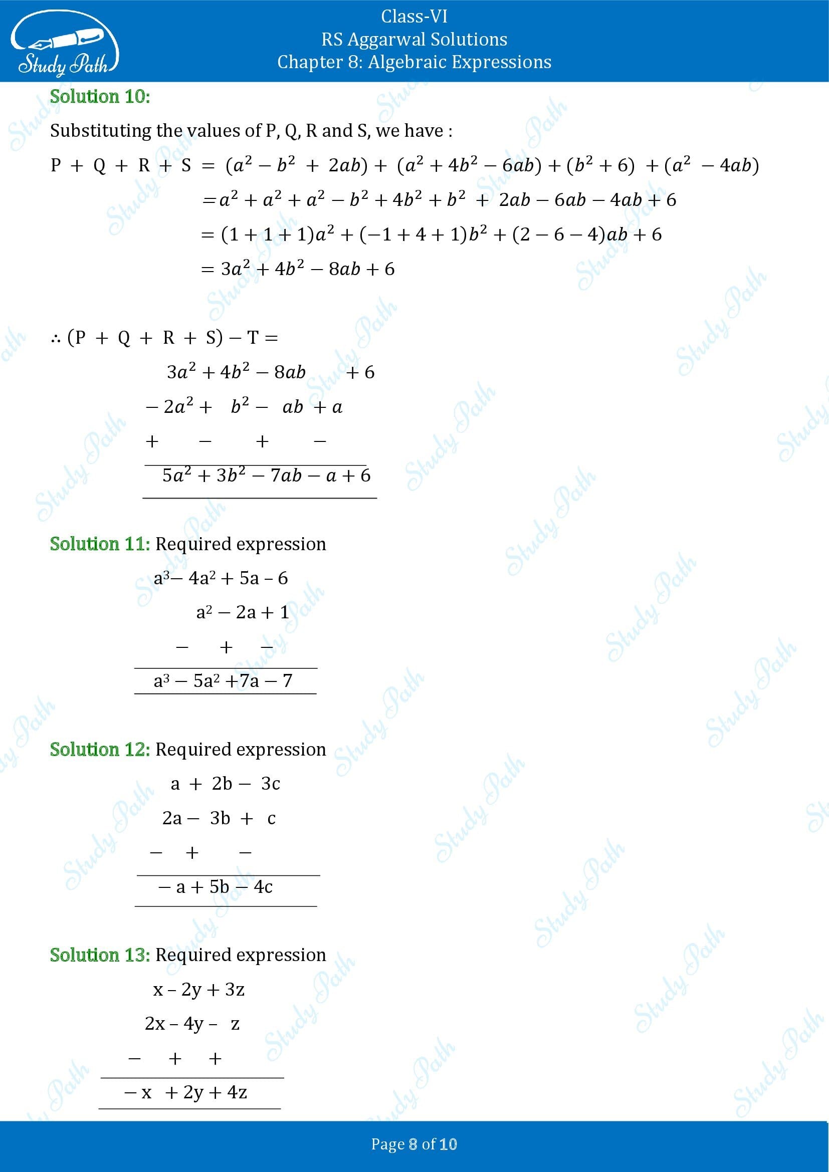 RS Aggarwal Solutions Class 6 Chapter 8 Algebraic Expressions Exercise 8C 00008
