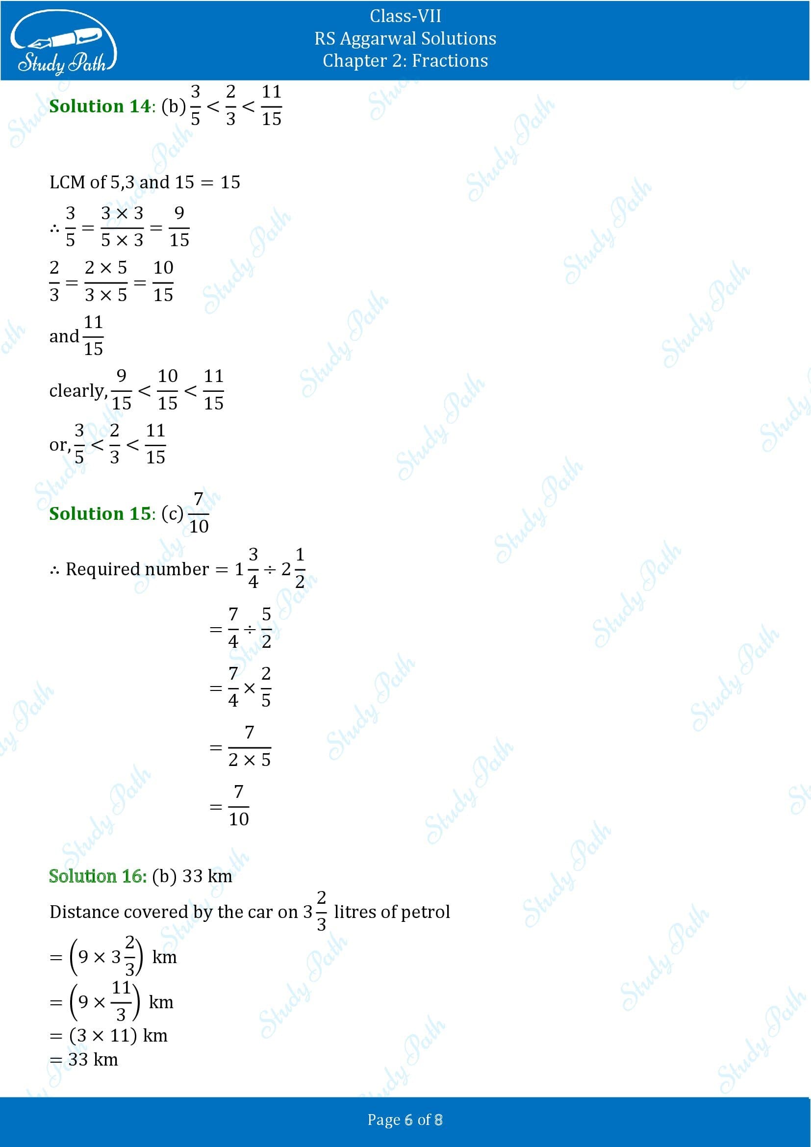 RS Aggarwal Solutions Class 7 Chapter 2 Fractions Test Paper 00006