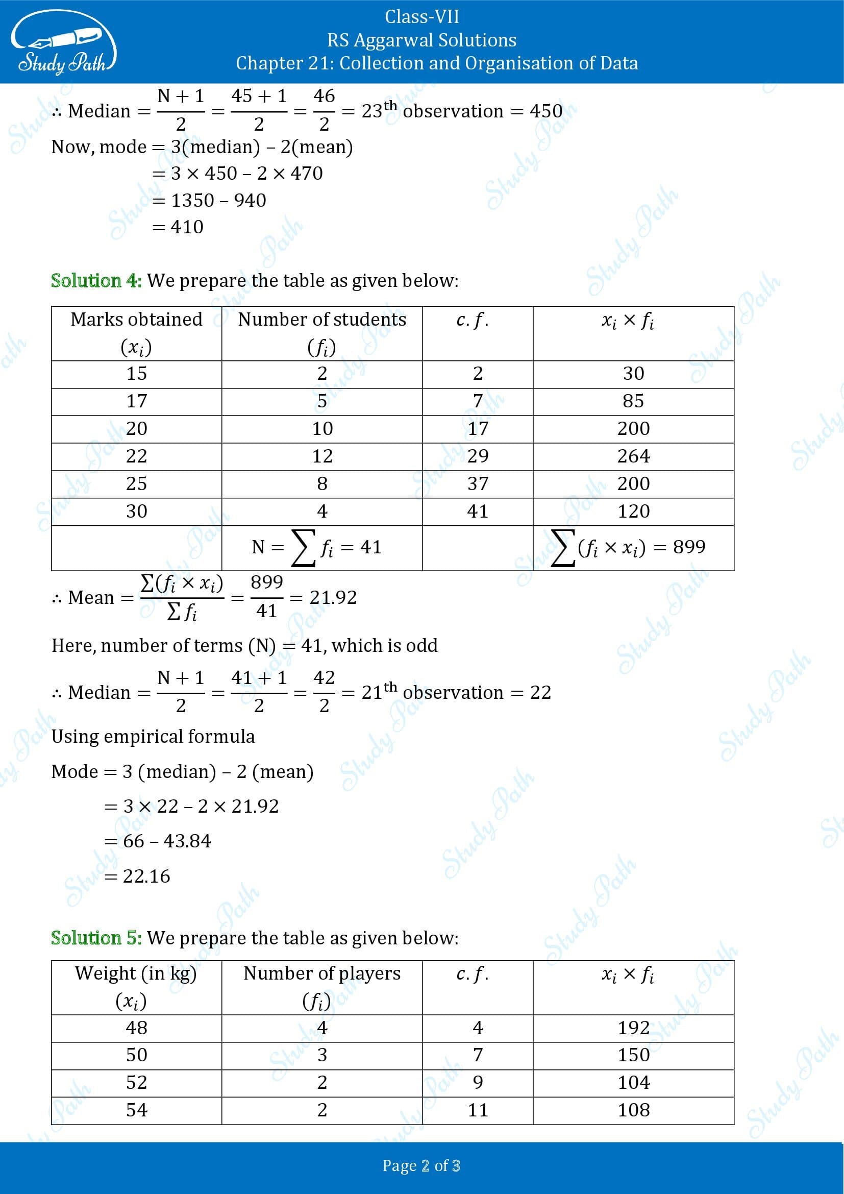 RS Aggarwal Solutions Class 7 Chapter 21 Collection and Organisation of Data Exercise 21C 00002