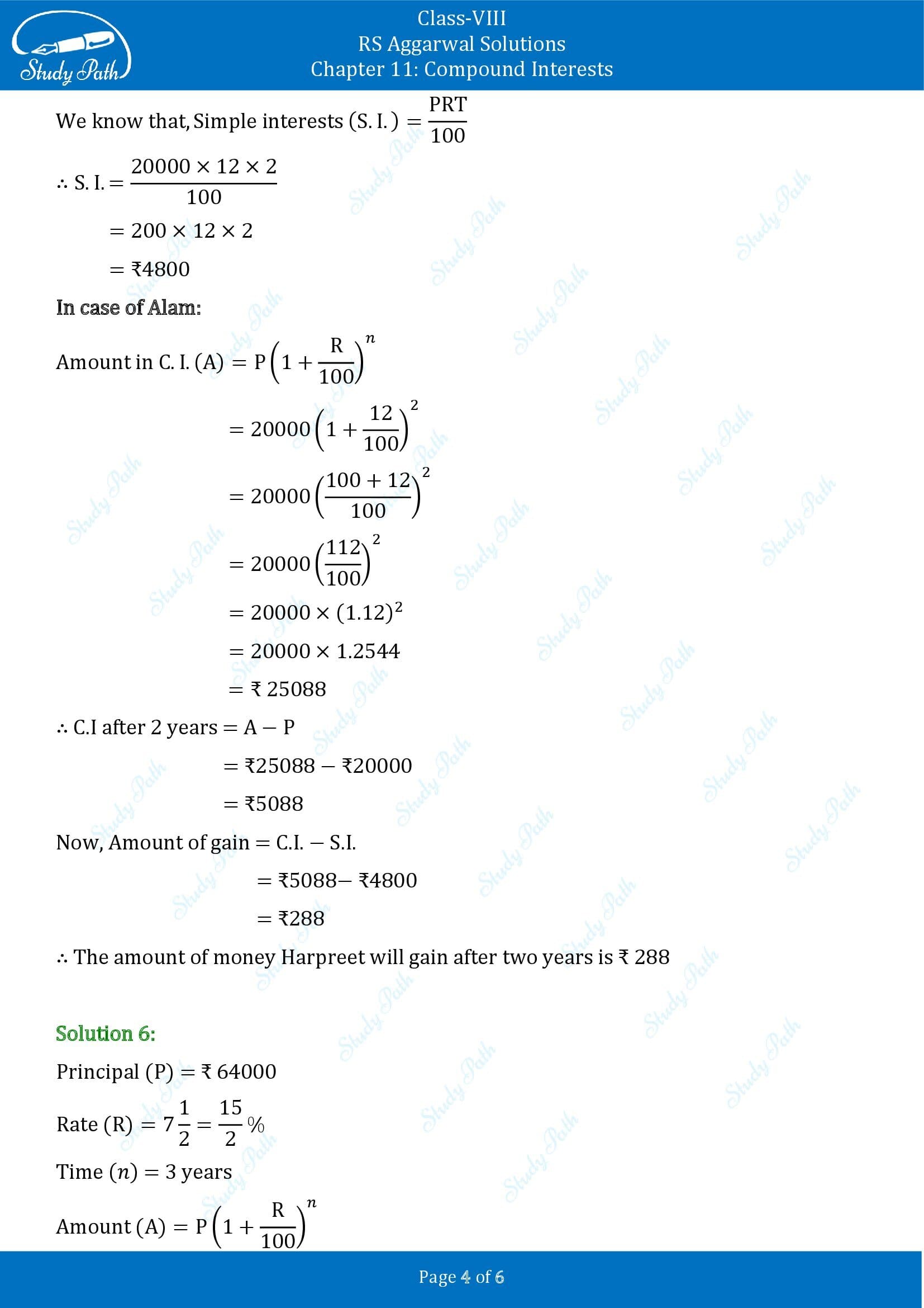 RS Aggarwal Solutions Class 8 Chapter 11 Compound Interests Exercise 11A 00004