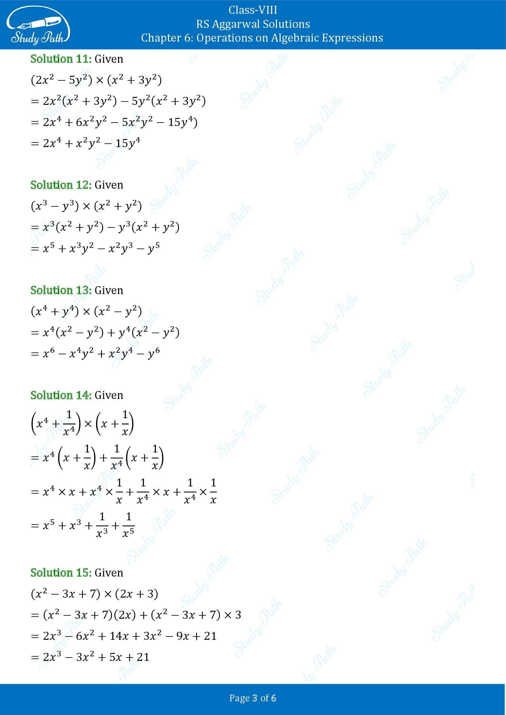 RS Aggarwal Solutions Class 8 Chapter 6 Operations on Algebraic Expressions Exercise 6B 00003