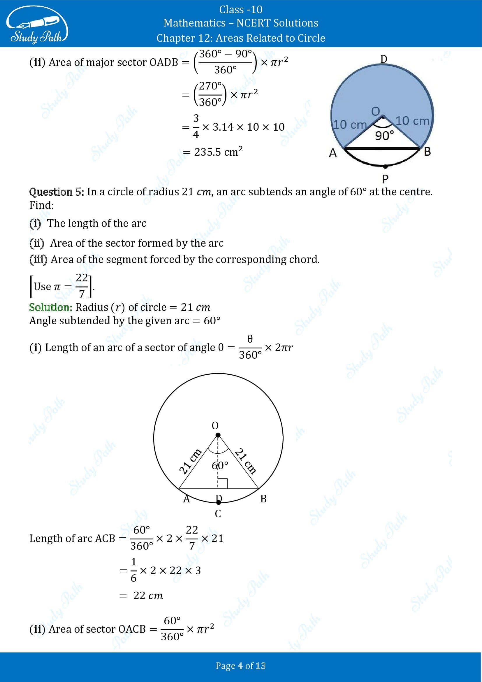 NCERT Solutions for Class 10 Maths Chapter 12 Areas Related to Circles Exercise 12.2 00004