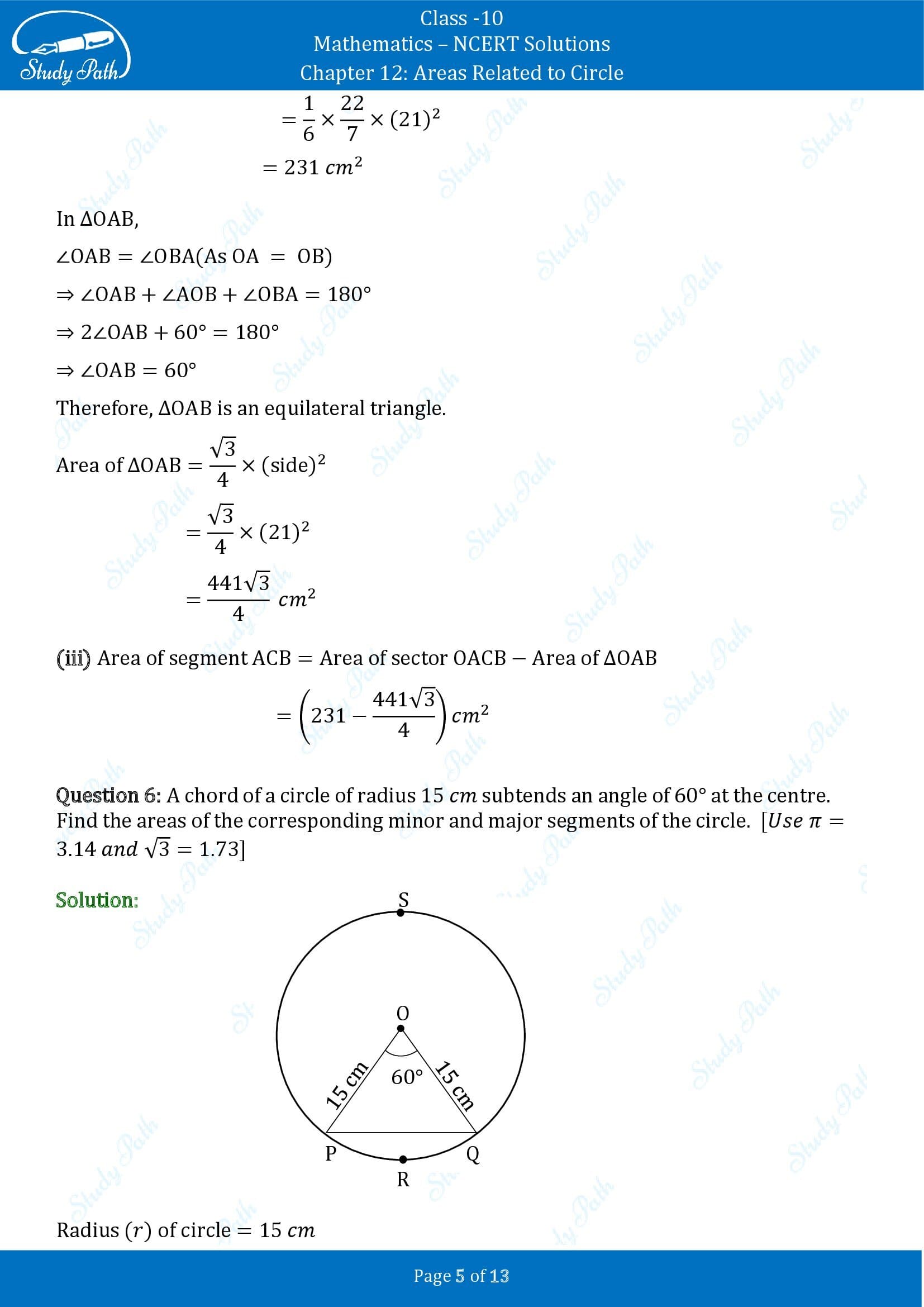 NCERT Solutions for Class 10 Maths Chapter 12 Areas Related to Circles Exercise 12.2 00005