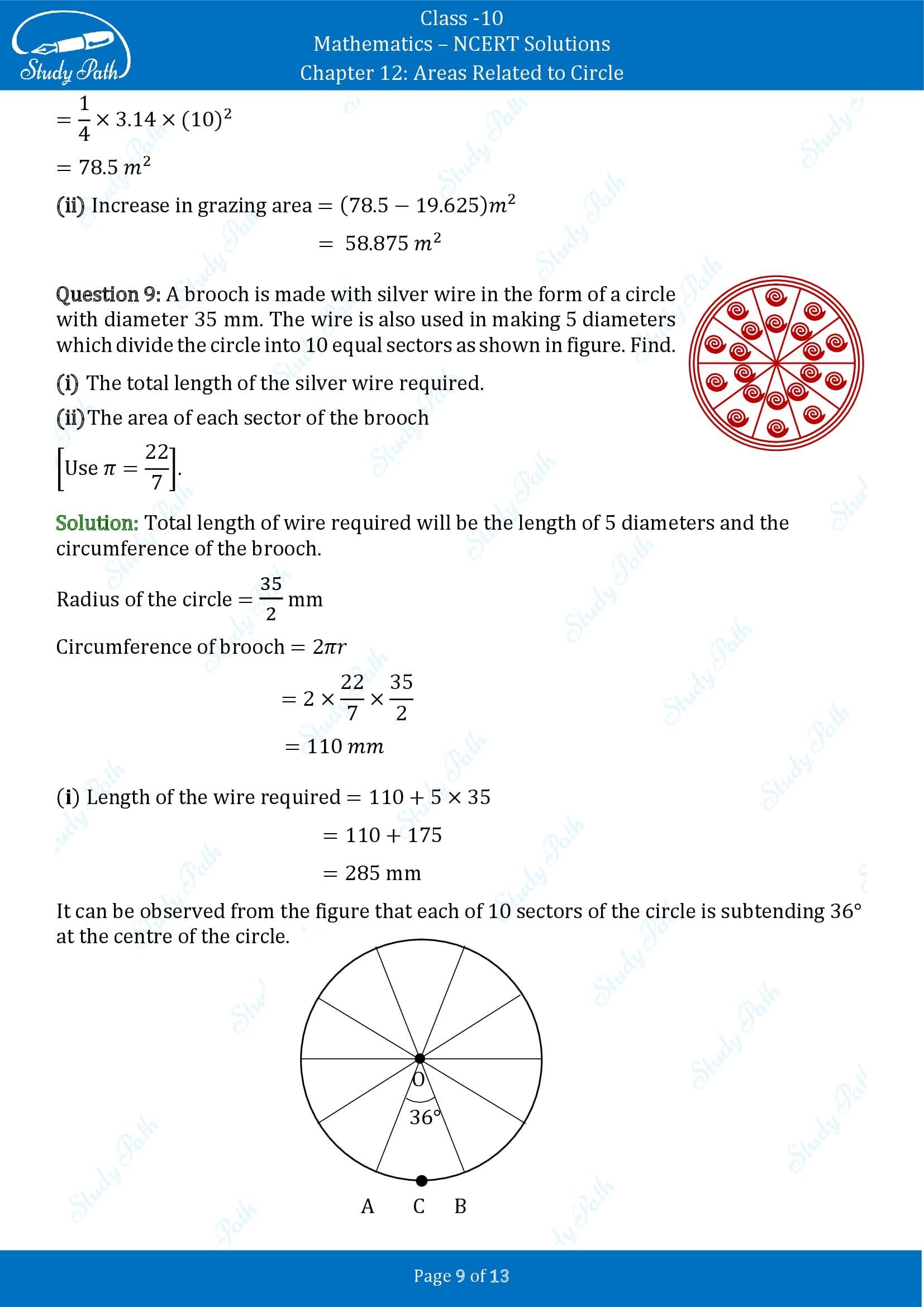 NCERT Solutions for Class 10 Maths Chapter 12 Areas Related to Circles Exercise 12.2 00009