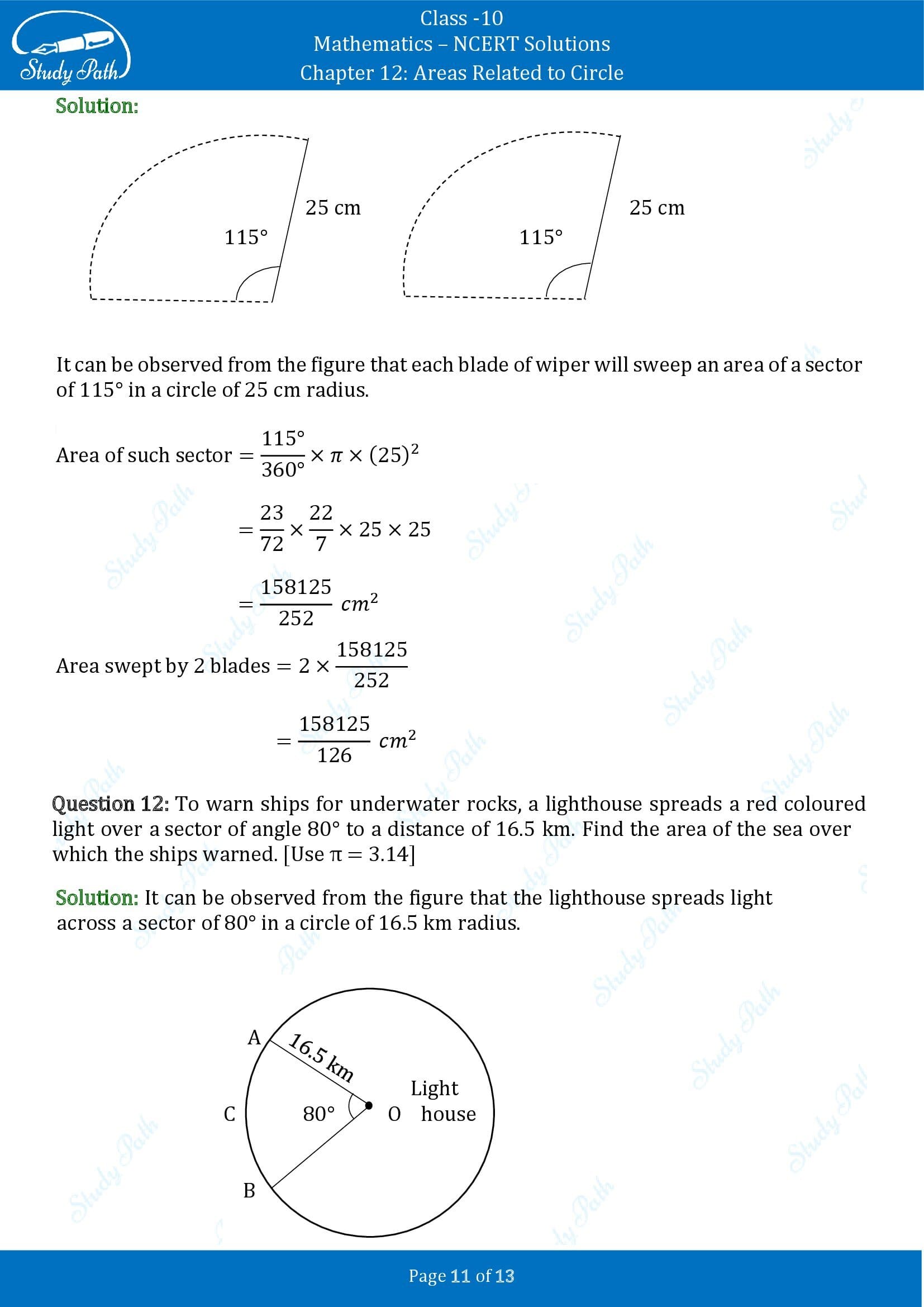 NCERT Solutions for Class 10 Maths Chapter 12 Areas Related to Circles Exercise 12.2 00011