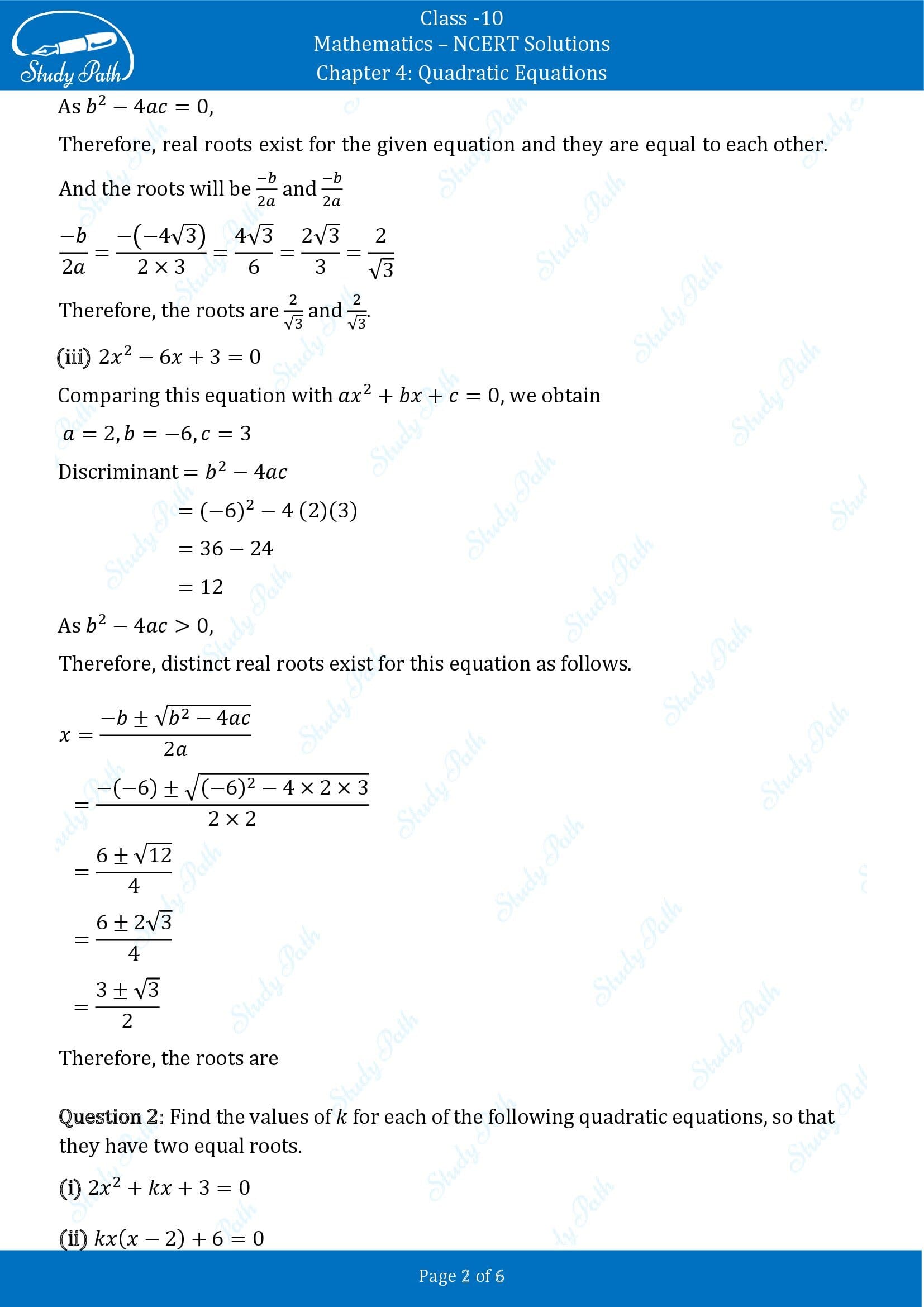 NCERT Solutions for Class 10 Maths Chapter 4 Quadratic Equations Exercise 4.4 00002