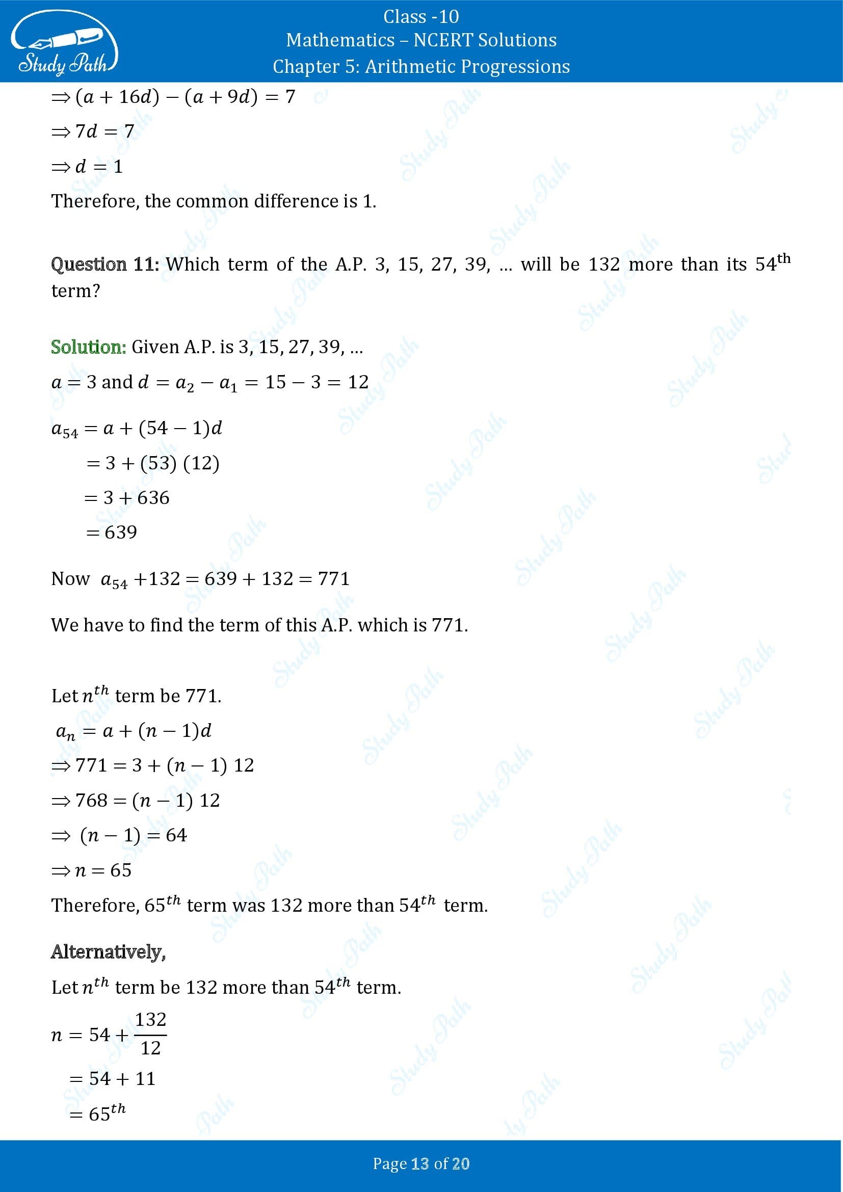 NCERT Solutions for Class 10 Maths Chapter 5 Arithmetic Progressions Exercise 5.2 00013