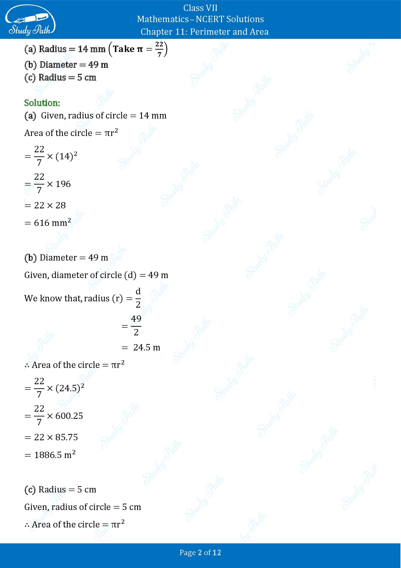 NCERT Solutions for Class 7 Maths Chapter 11 Perimeter and Area Exercise 11.3 00002