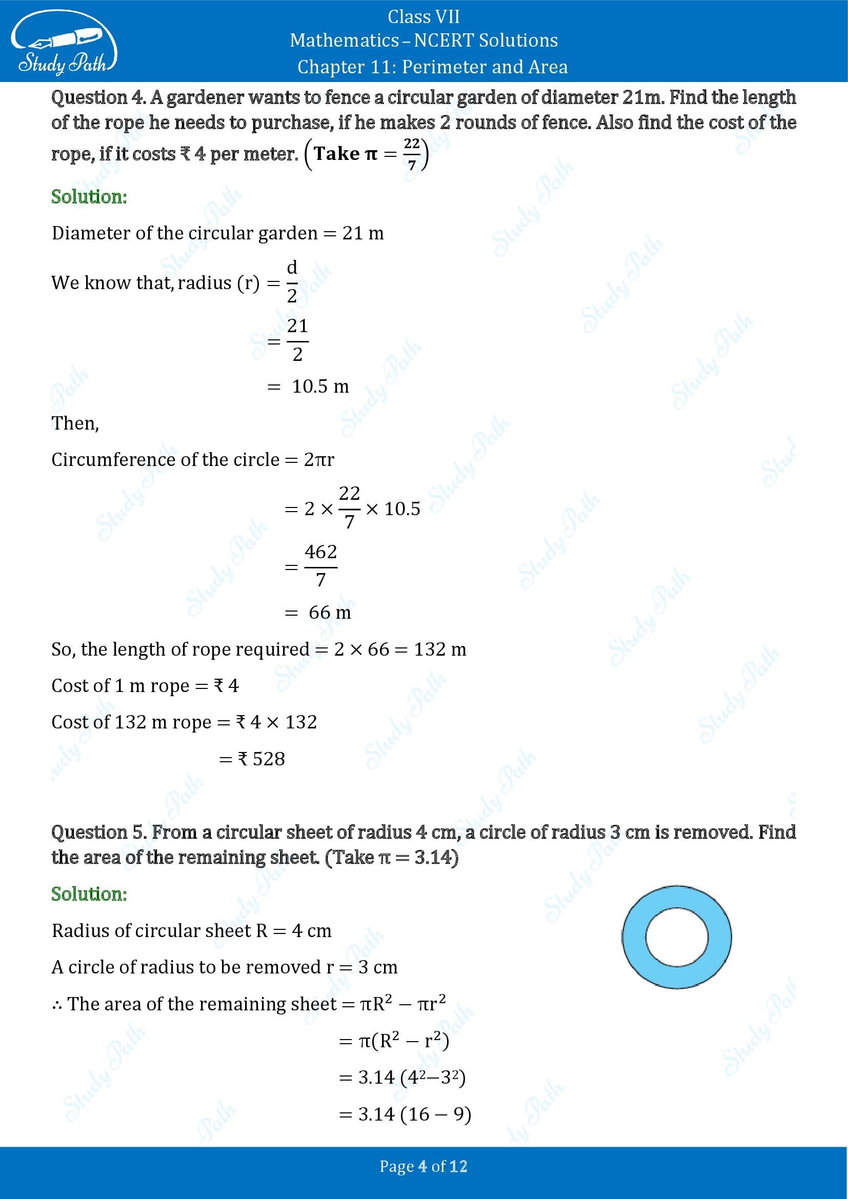 NCERT Solutions for Class 7 Maths Chapter 11 Perimeter and Area Exercise 11.3 00004