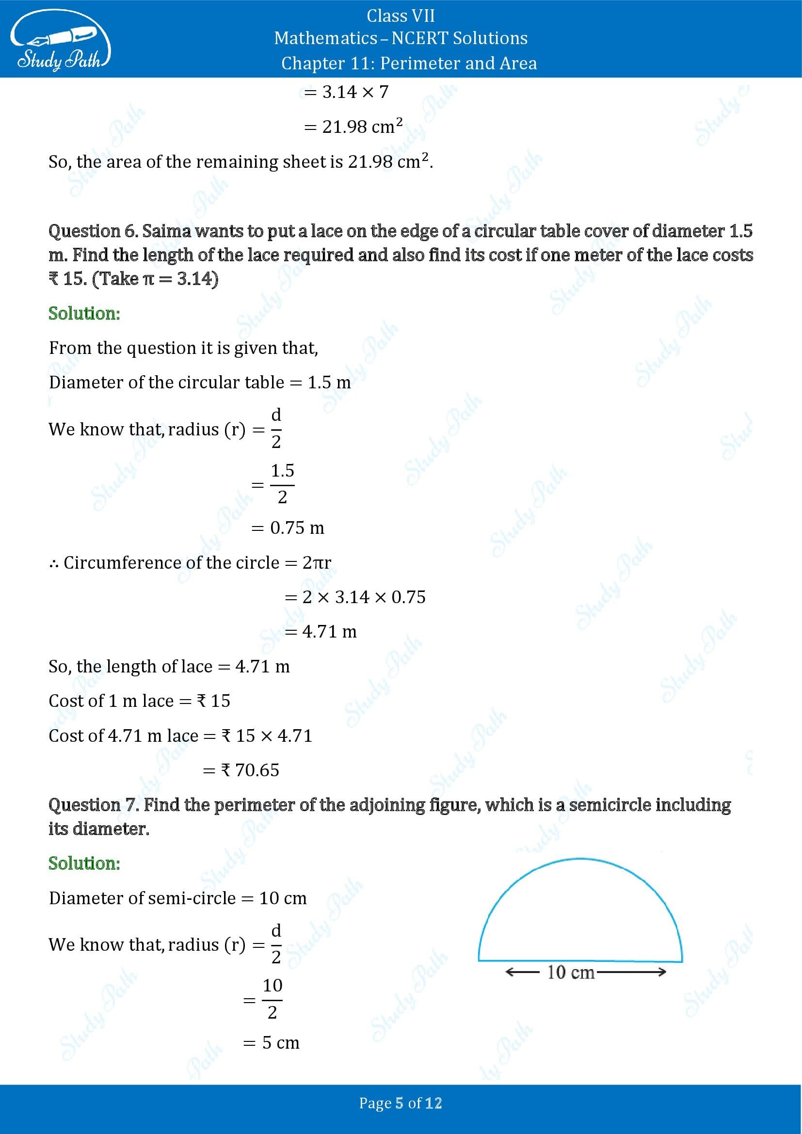NCERT Solutions for Class 7 Maths Chapter 11 Perimeter and Area Exercise 11.3 00005