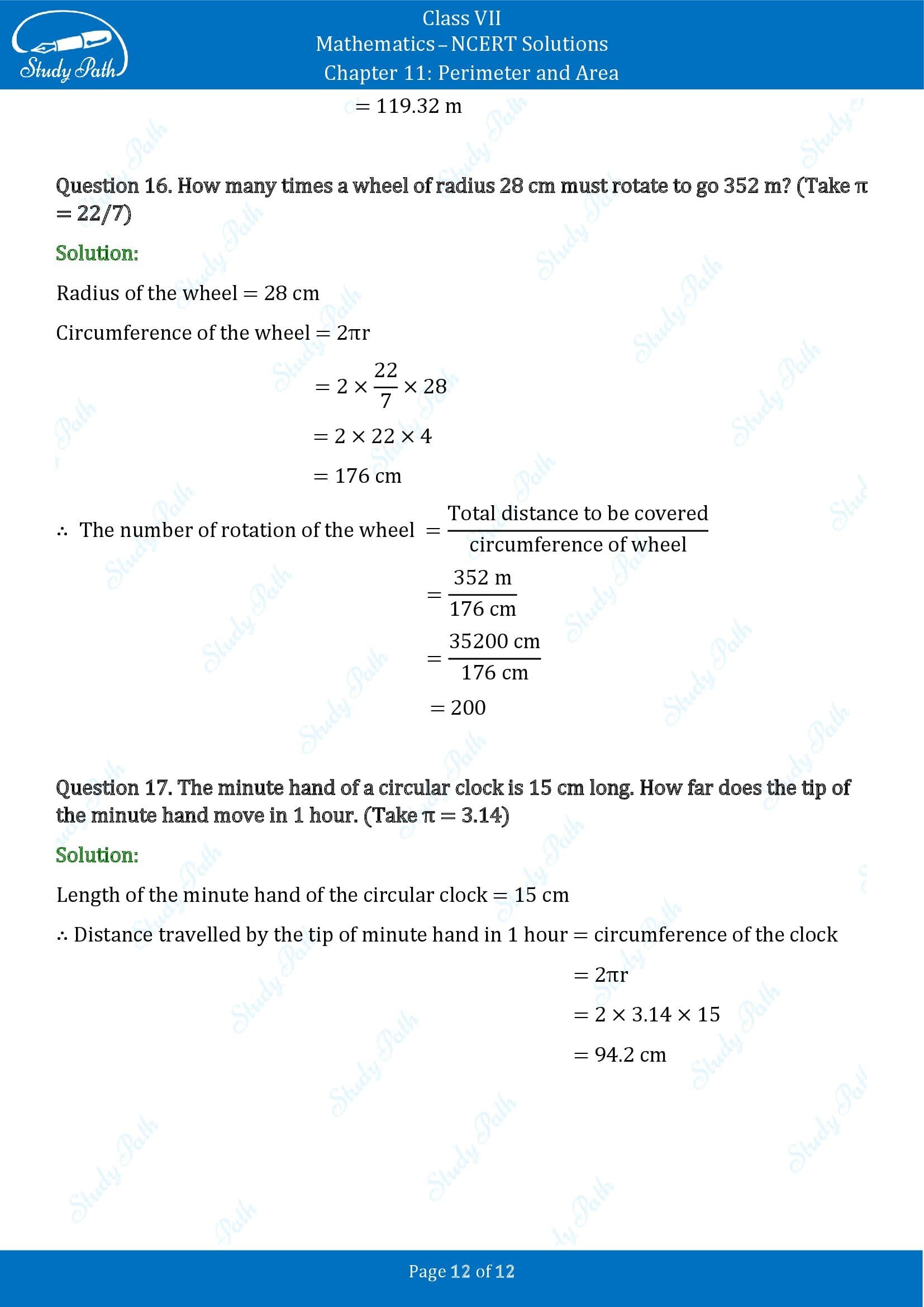 NCERT Solutions for Class 7 Maths Chapter 11 Perimeter and Area Exercise 11.3 00012
