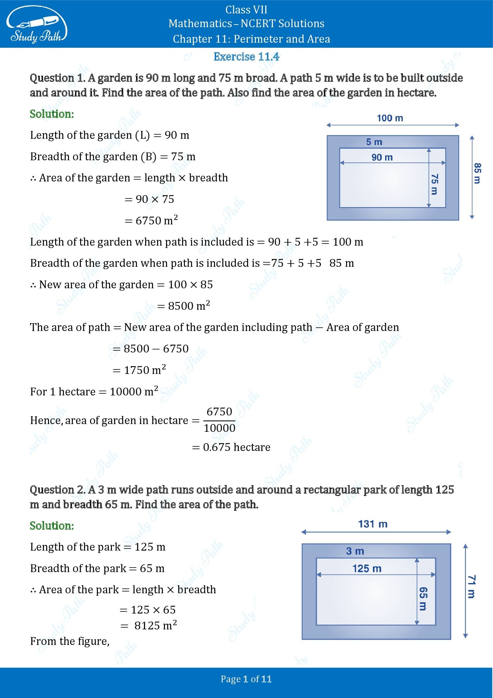 NCERT Solutions for Class 7 Maths Chapter 11 Perimeter and Area Exercise 11.4 00001