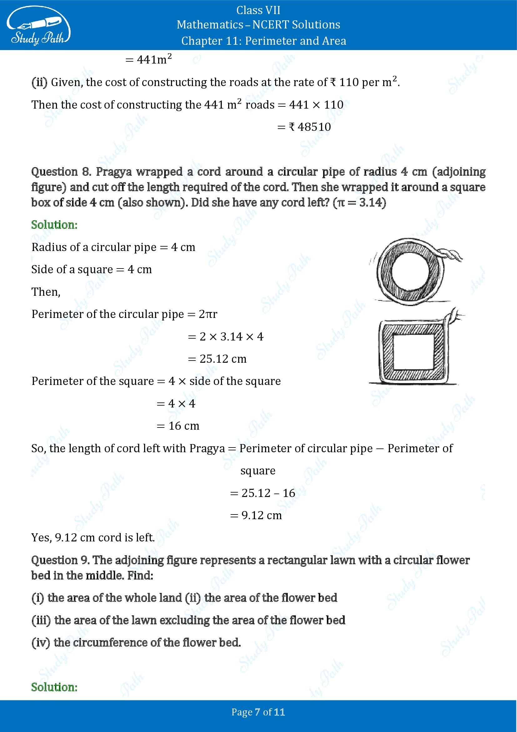 NCERT Solutions for Class 7 Maths Chapter 11 Perimeter and Area Exercise 11.4 00007