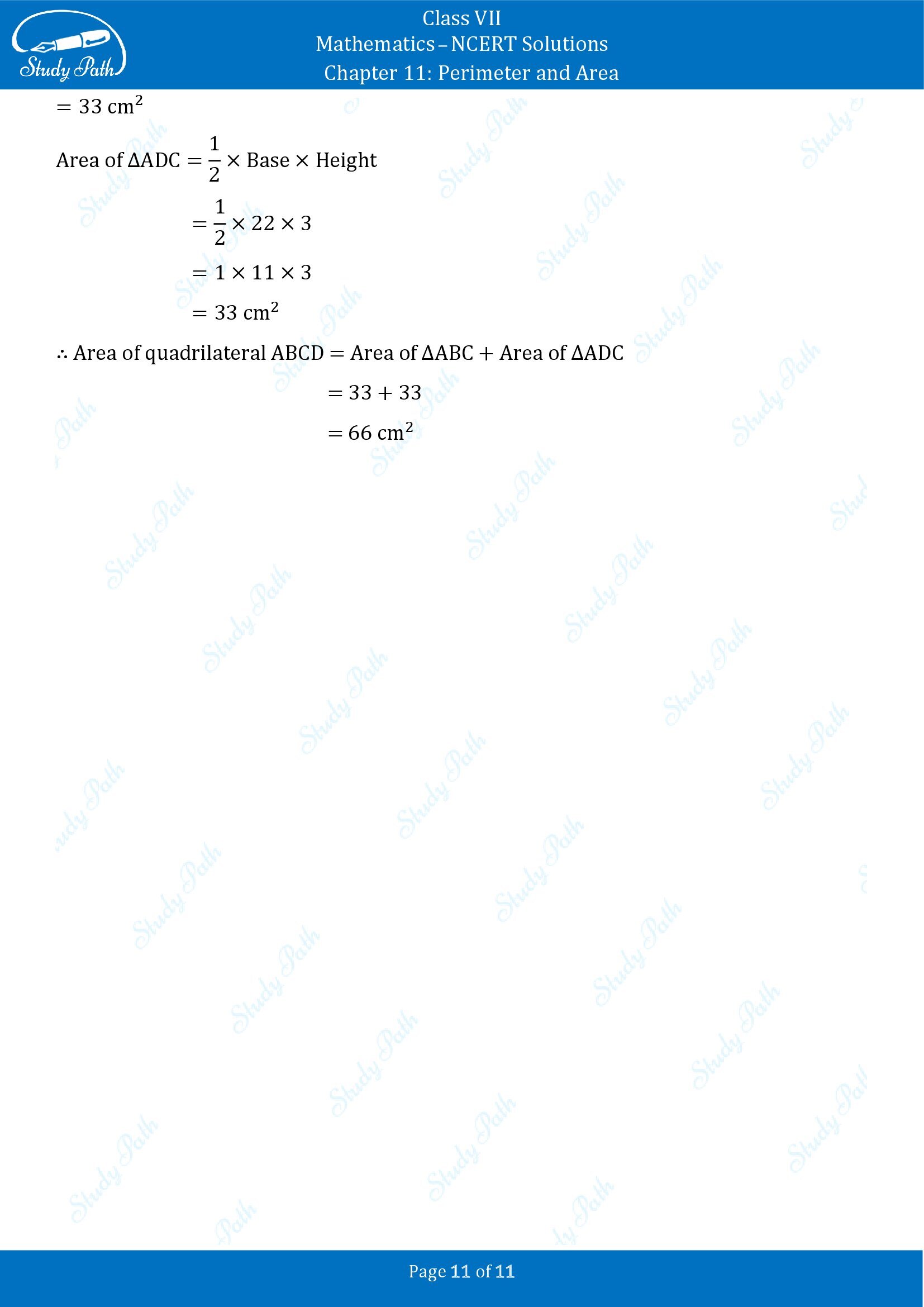 NCERT Solutions for Class 7 Maths Chapter 11 Perimeter and Area Exercise 11.4 00011