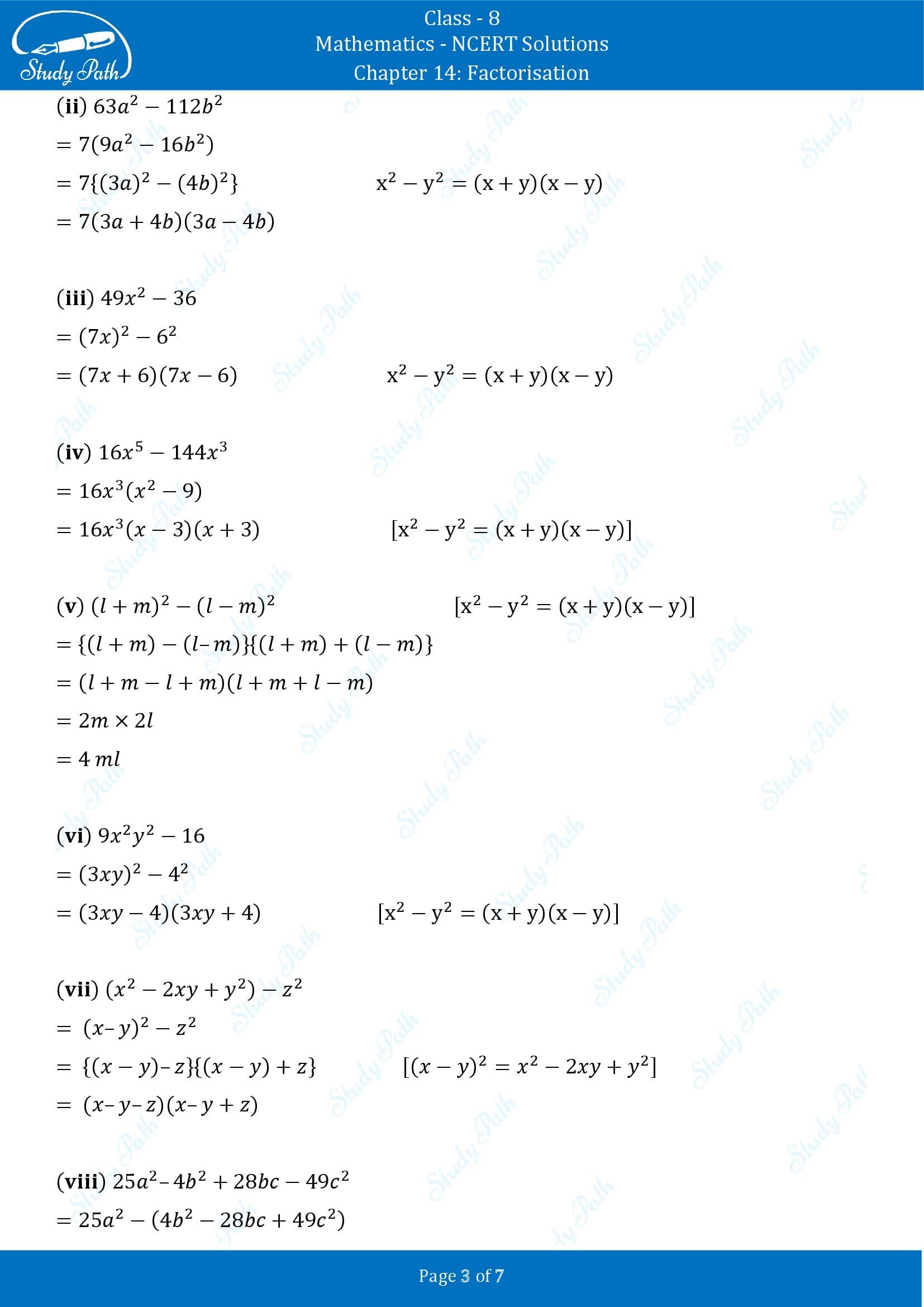 NCERT Solutions for Class 8 Maths Chapter 14 Factorisation Exercise 14.2 00003