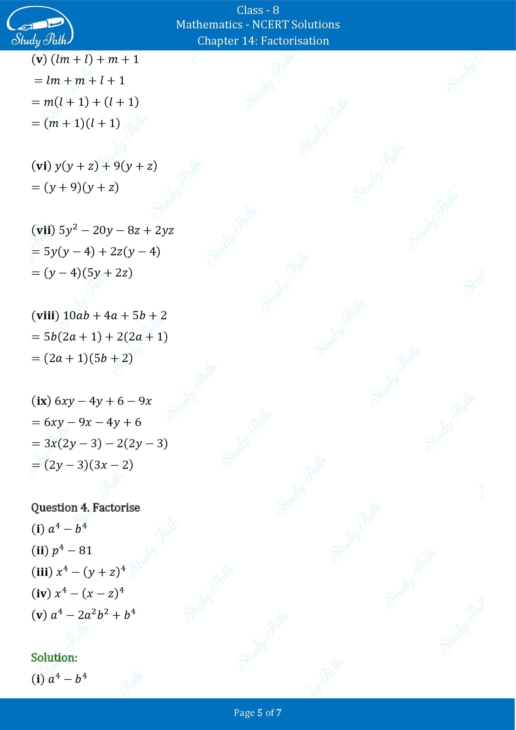 NCERT Solutions for Class 8 Maths Chapter 14 Factorisation Exercise 14.2 00005