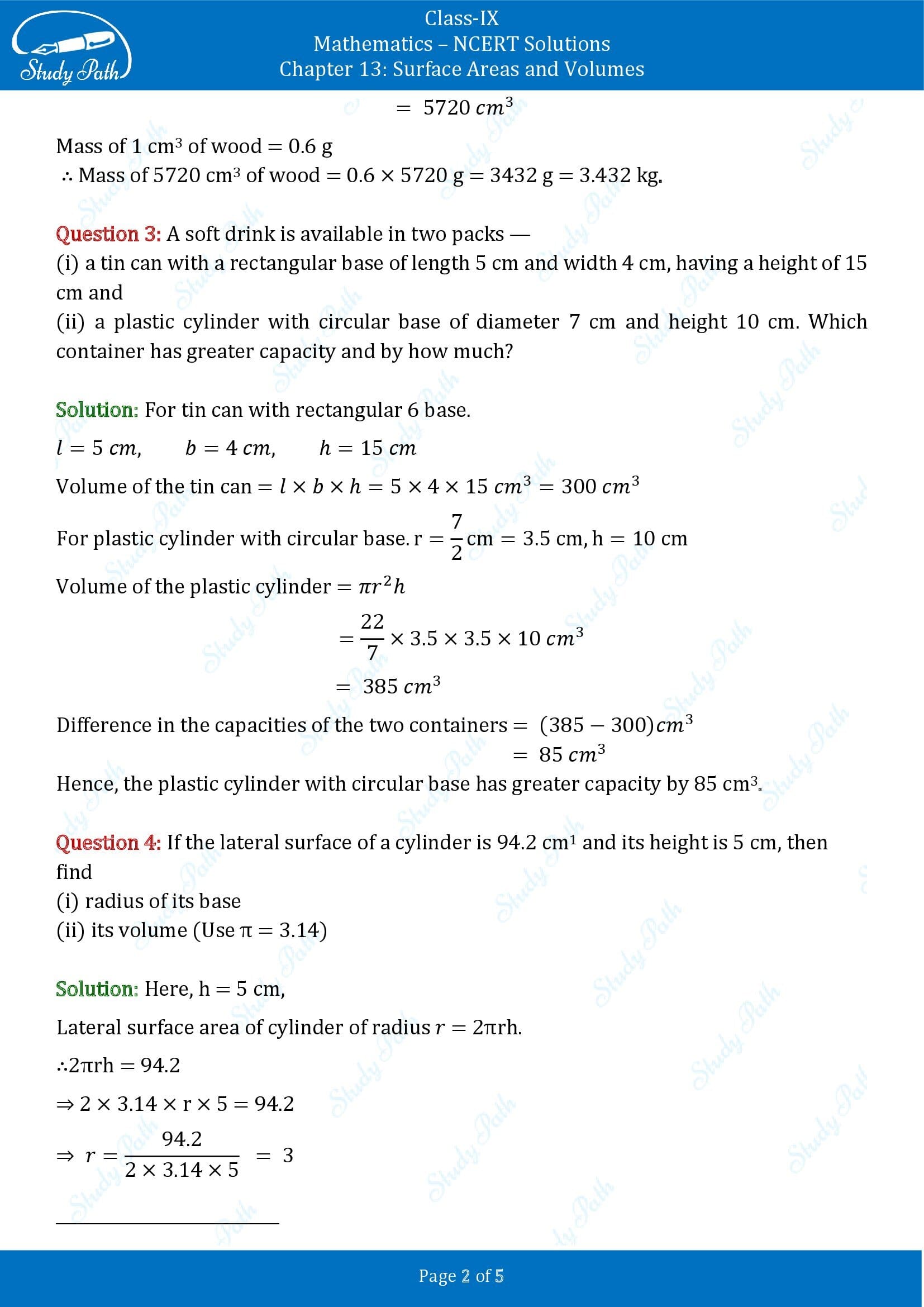 NCERT Solutions for Class 9 Maths Chapter 13 Surface Areas and Volumes Exercise 13.6 00002