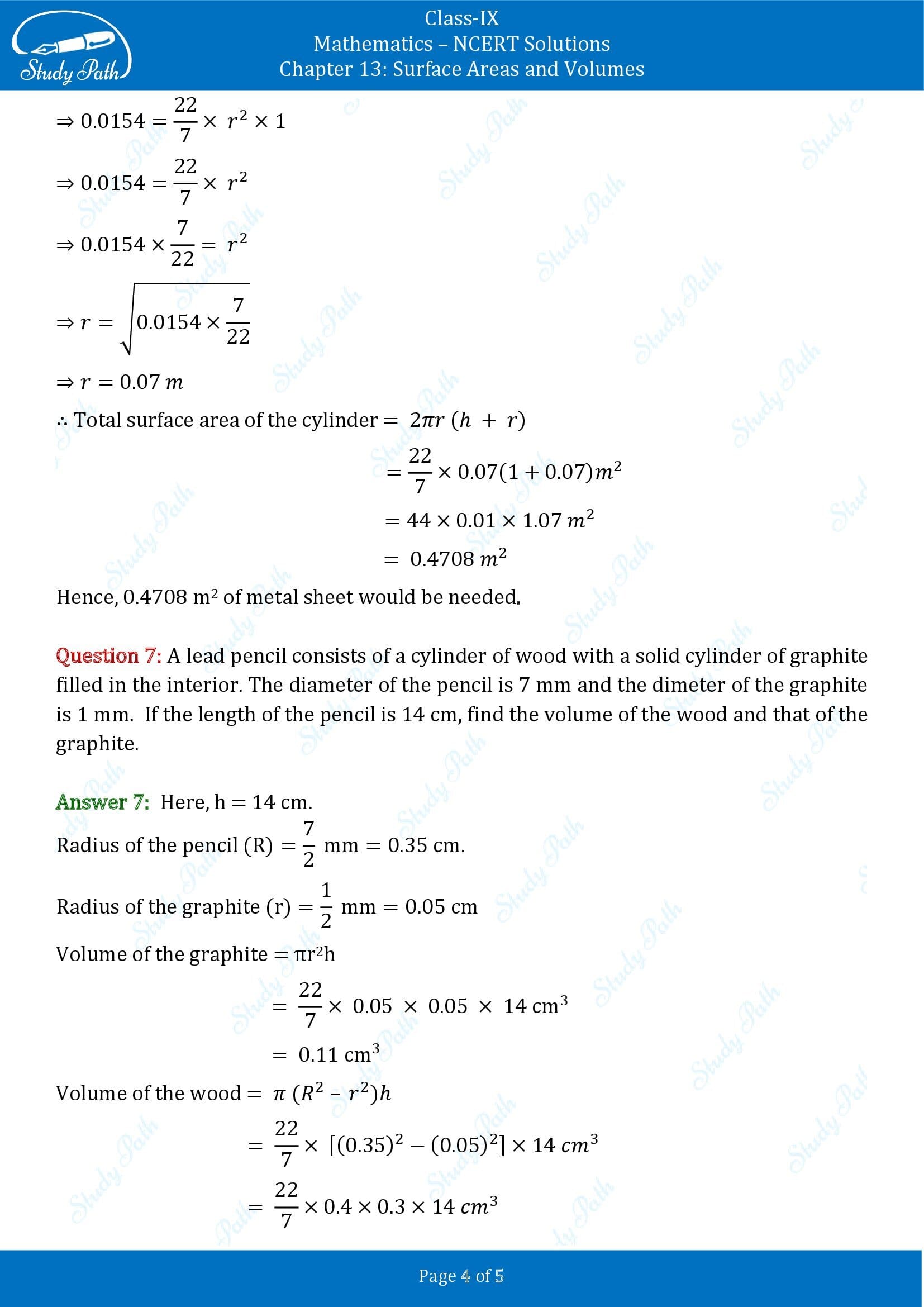 NCERT Solutions for Class 9 Maths Chapter 13 Surface Areas and Volumes Exercise 13.6 00004
