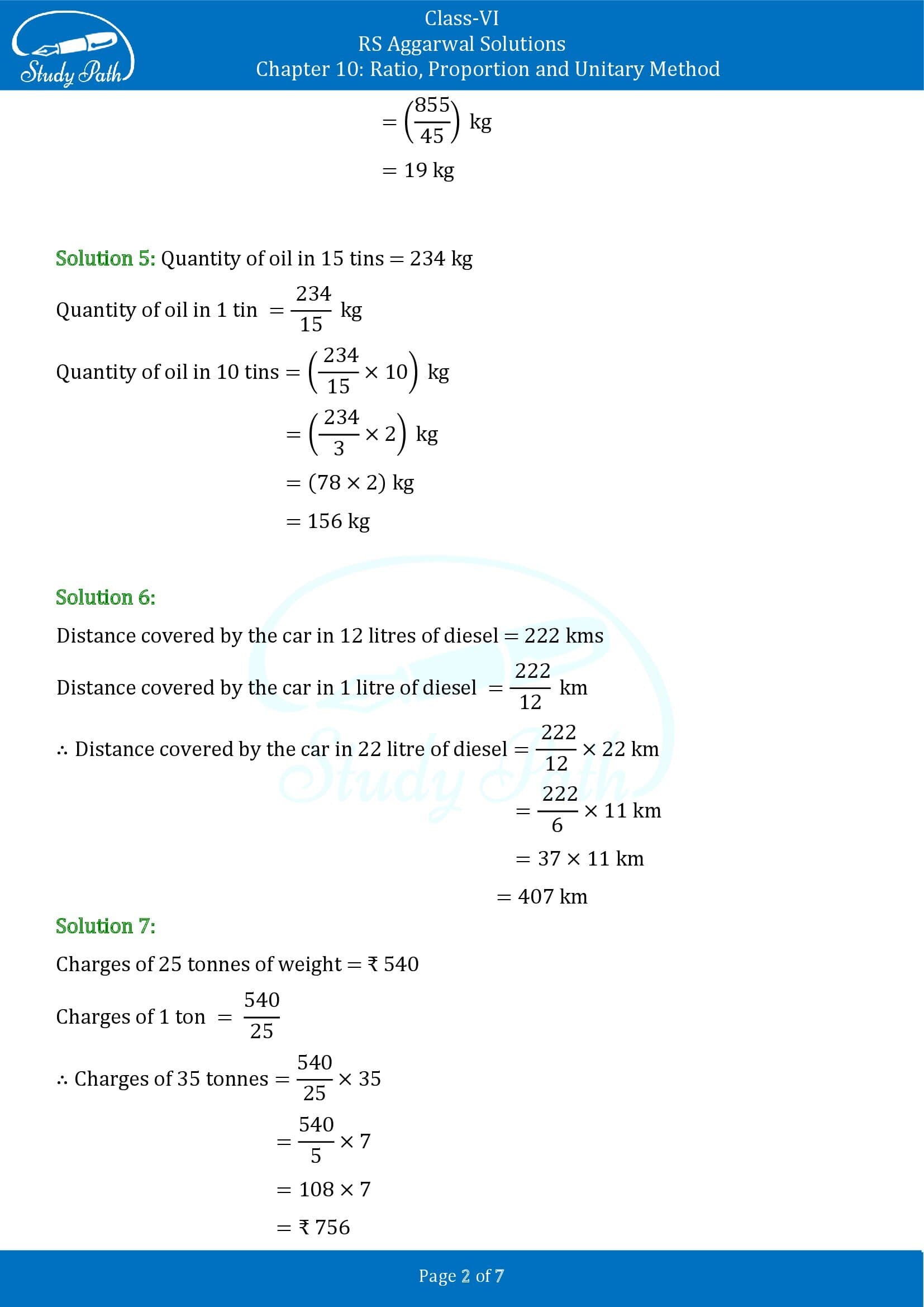 RS Aggarwal Solutions Class 6 Chapter 10 Ratio Proportion and Unitary Method Exercise 10C 00002
