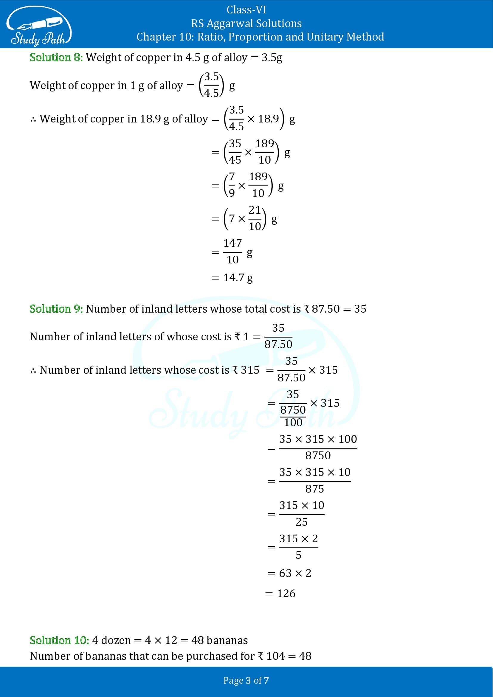 RS Aggarwal Solutions Class 6 Chapter 10 Ratio Proportion and Unitary Method Exercise 10C 00003
