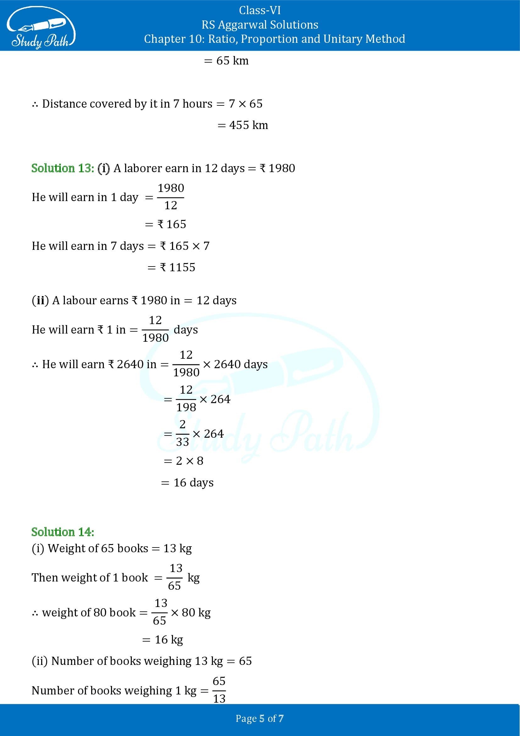 RS Aggarwal Solutions Class 6 Chapter 10 Ratio Proportion and Unitary Method Exercise 10C 00005
