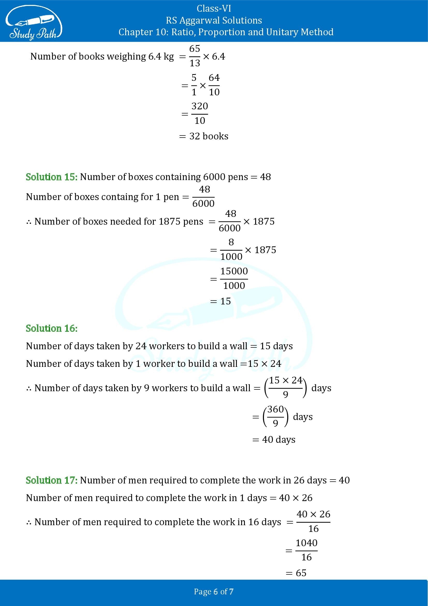 RS Aggarwal Solutions Class 6 Chapter 10 Ratio Proportion and Unitary Method Exercise 10C 00006