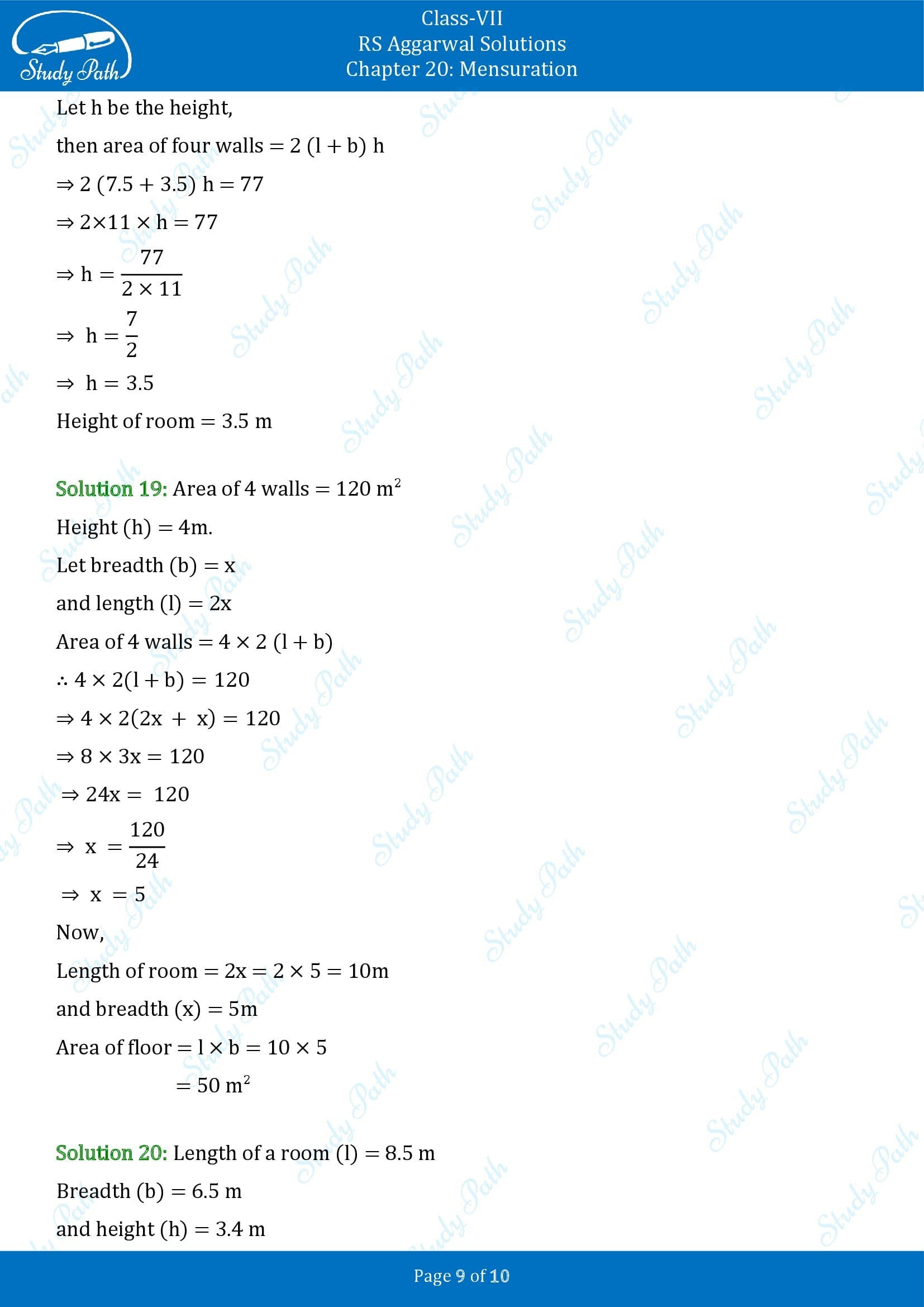 RS Aggarwal Solutions Class 7 Chapter 20 Mensuration Exercise 20A 00009