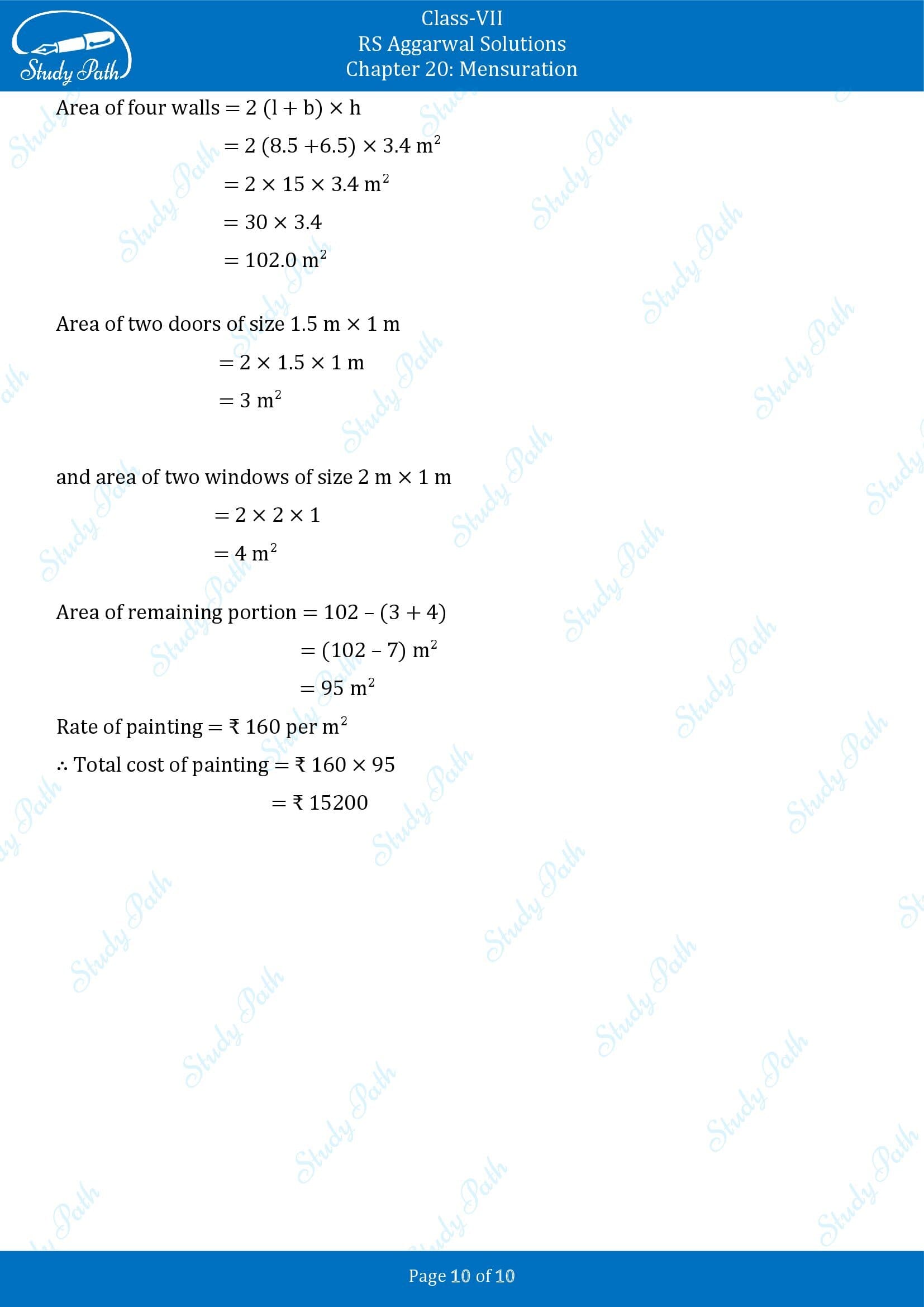 RS Aggarwal Solutions Class 7 Chapter 20 Mensuration Exercise 20A 00010