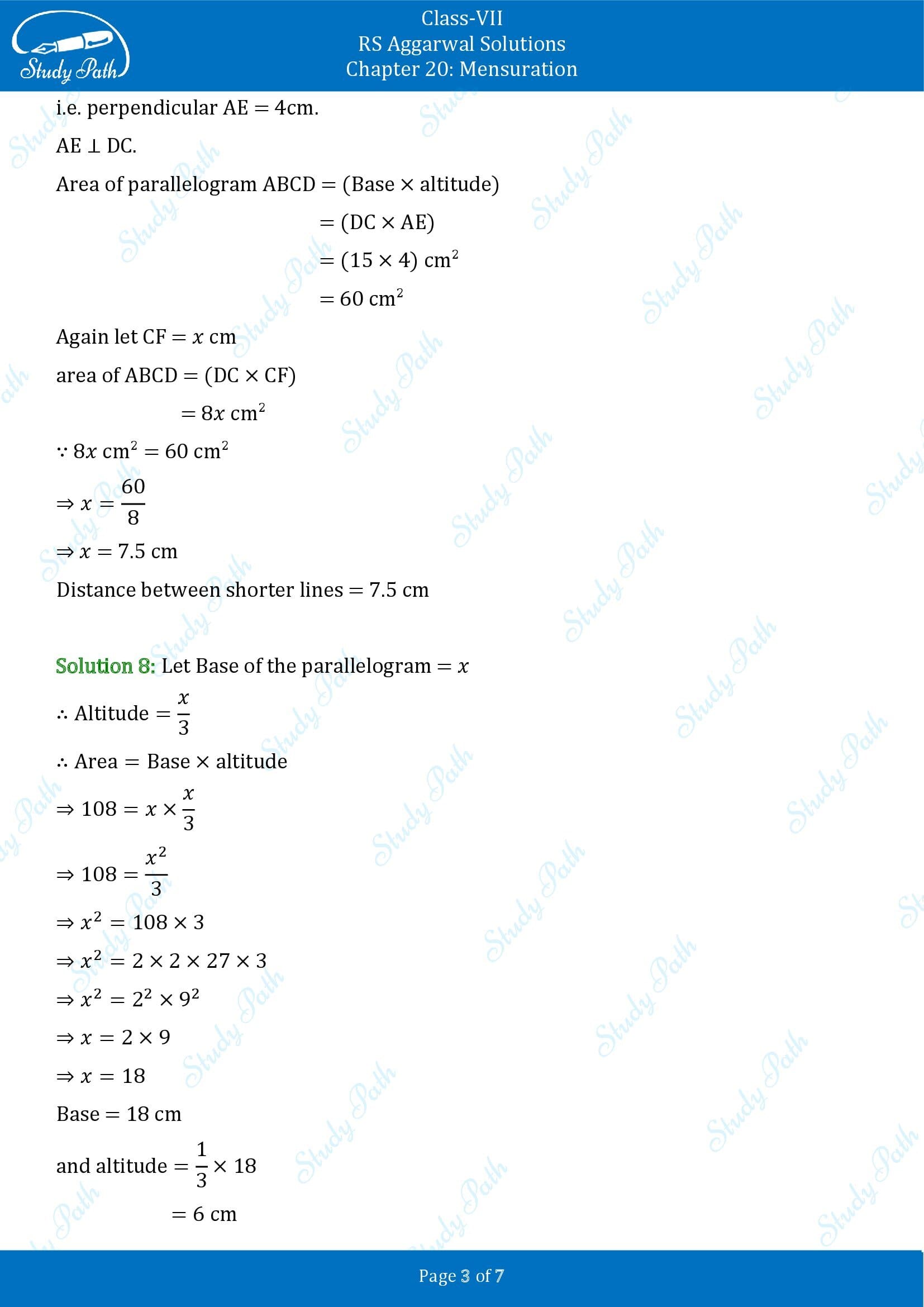 RS Aggarwal Solutions Class 7 Chapter 20 Mensuration Exercise 20C 00003