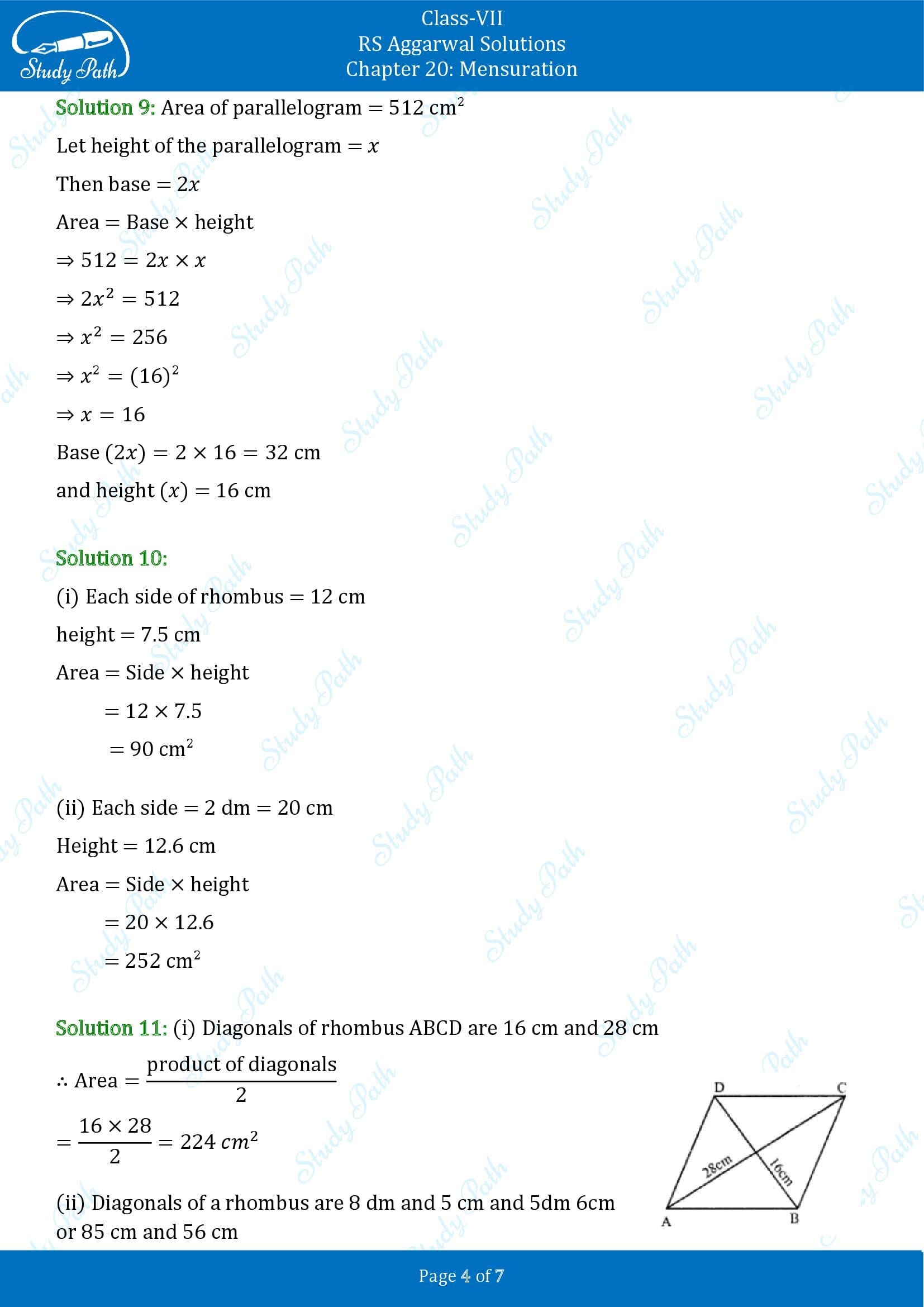 RS Aggarwal Solutions Class 7 Chapter 20 Mensuration Exercise 20C 00004