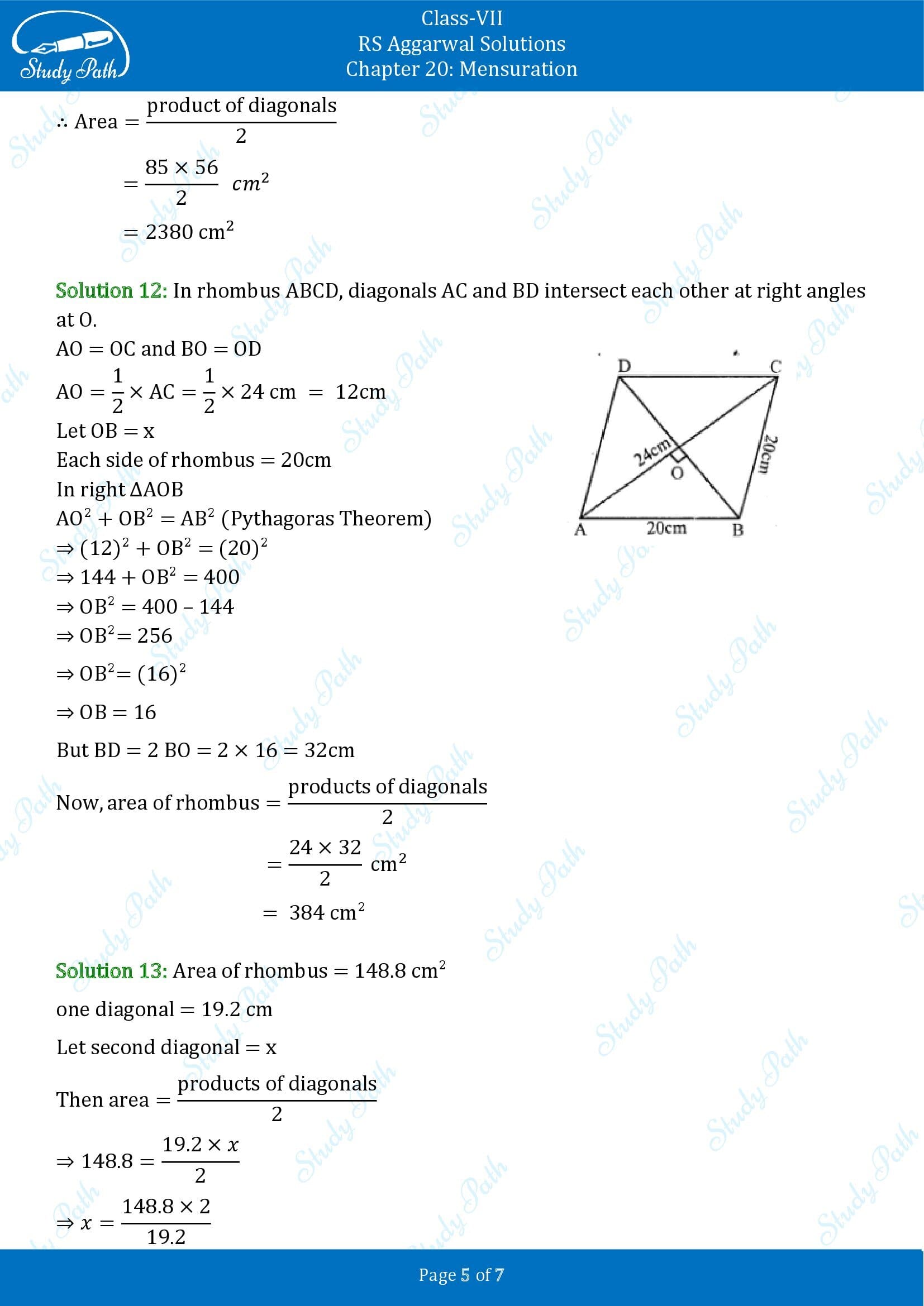 RS Aggarwal Solutions Class 7 Chapter 20 Mensuration Exercise 20C 00005