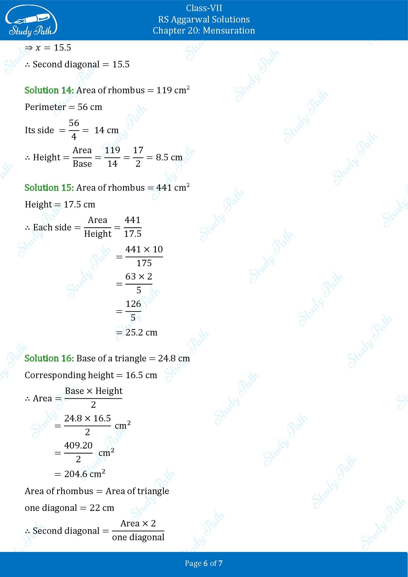 RS Aggarwal Solutions Class 7 Chapter 20 Mensuration Exercise 20C 00006