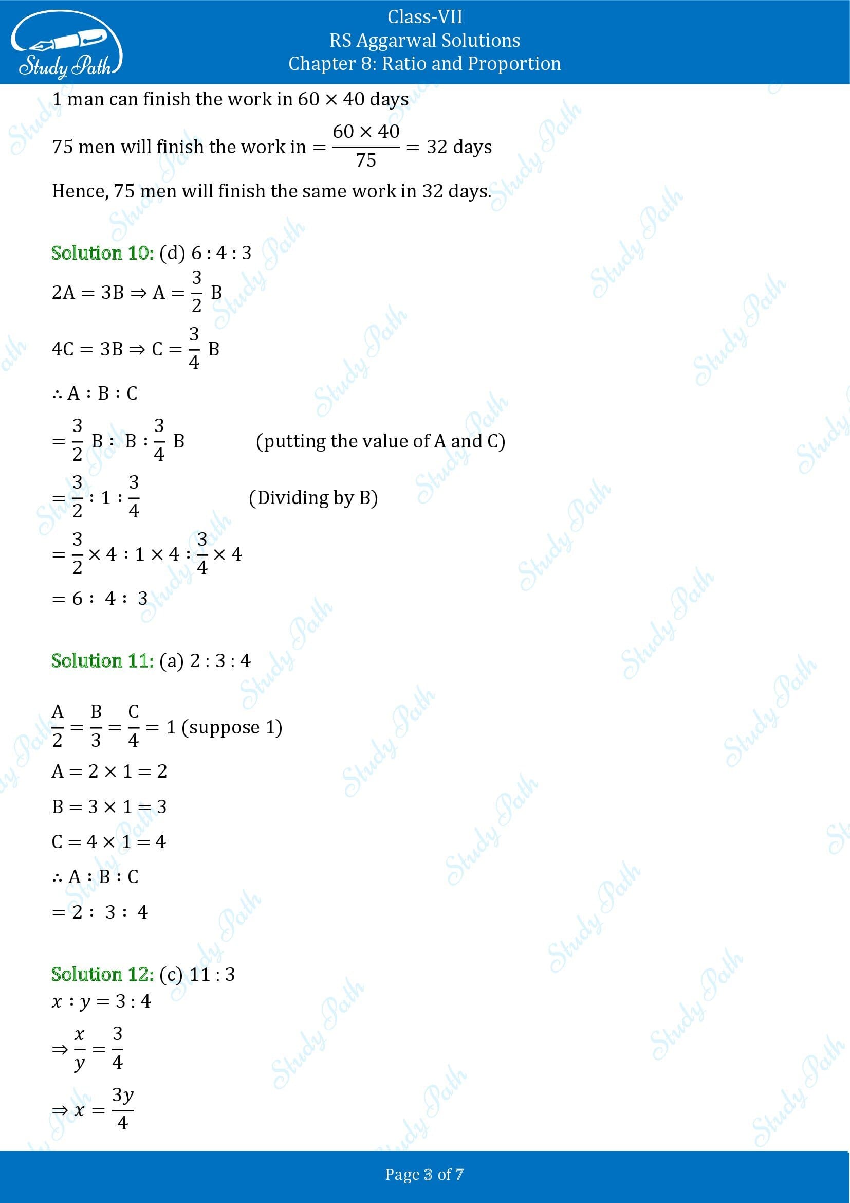 RS Aggarwal Solutions Class 7 Chapter 8 Ratio and Proportion Test Paper 00003
