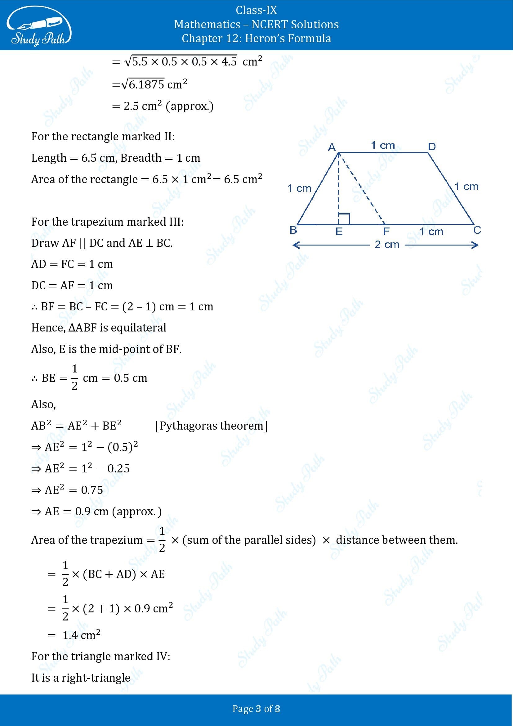 NCERT Solutions for Class 9 Maths Chapter 12 Herons Formula Exercise 12.2 00003