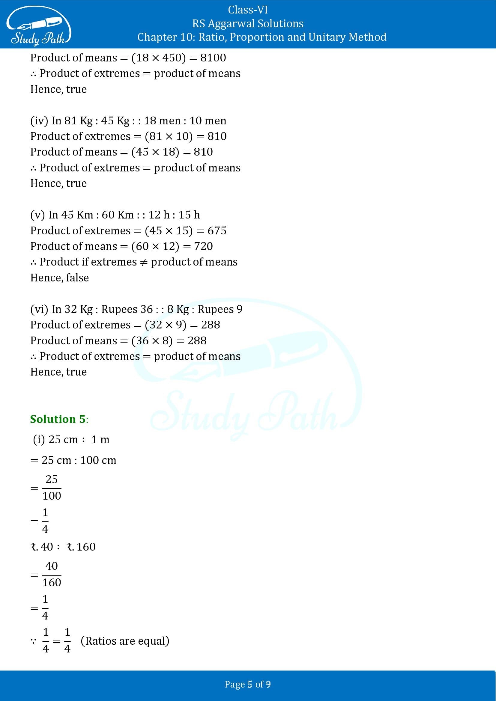RS Aggarwal Solutions Class 6 Chapter 10 Ratio Proportion and Unitary Method Exercise 10B 00005