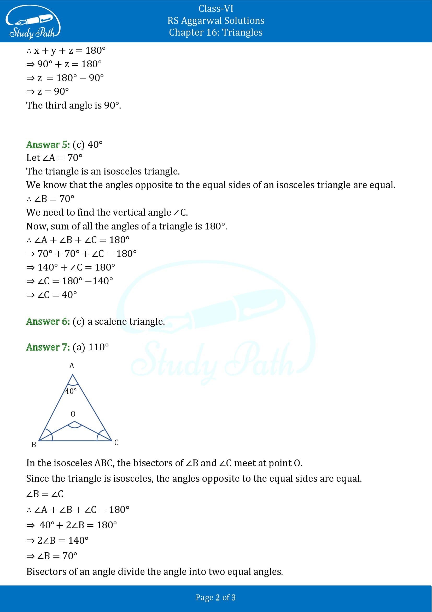 RS Aggarwal Solutions Class 6 Chapter 16 Triangles Exercise 16B MCQs 00002