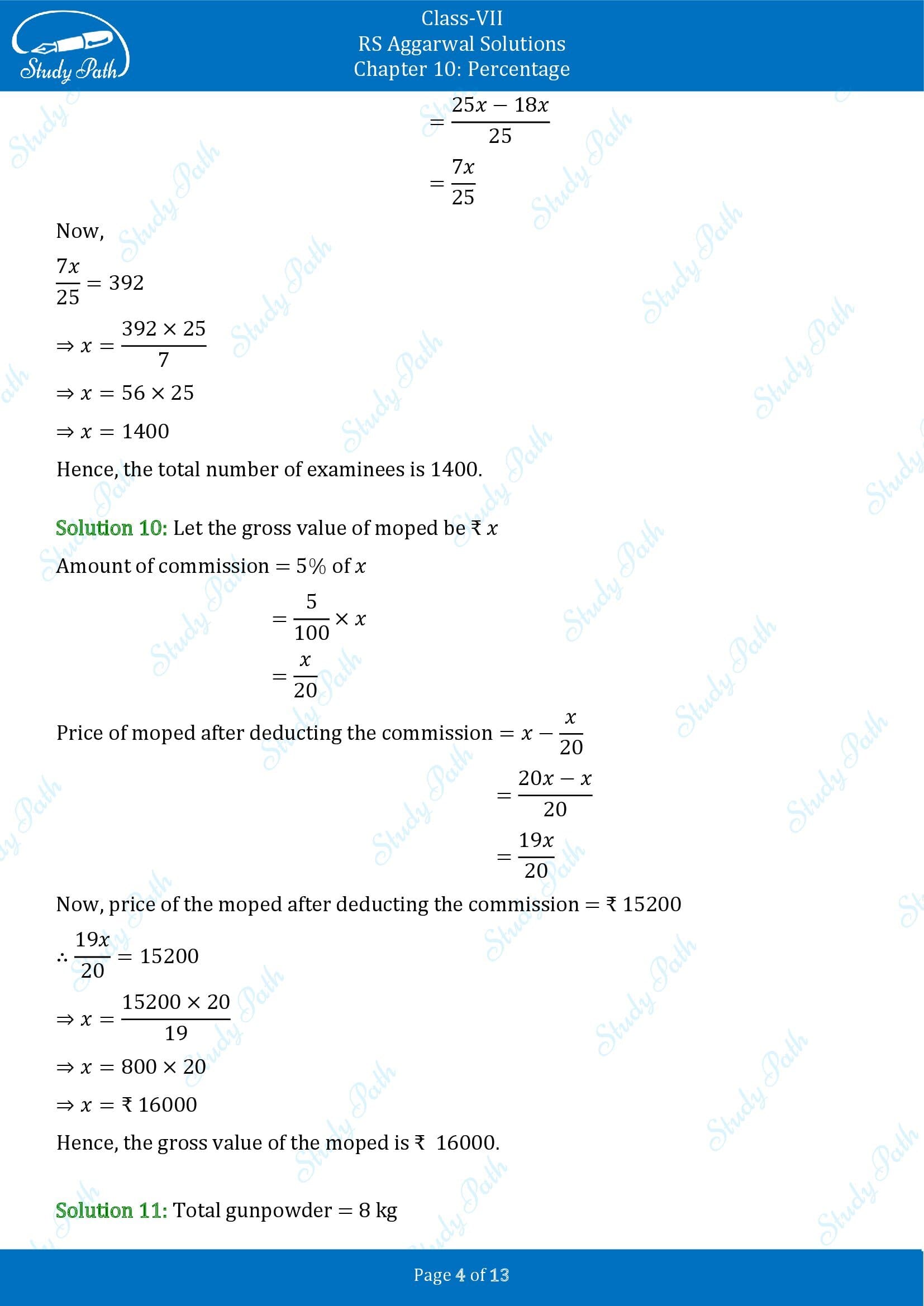 RS Aggarwal Solutions Class 7 Chapter 10 Percentage Exercise 10B 00004