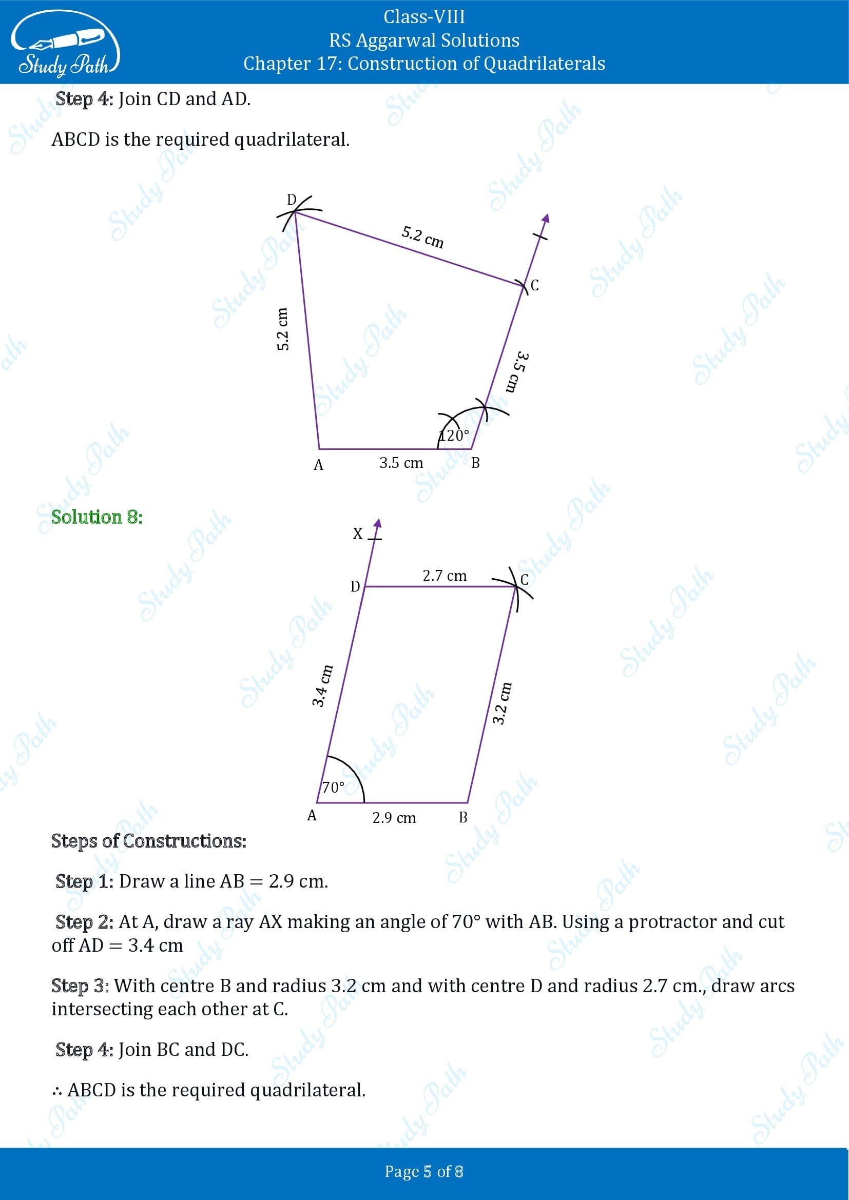 RS Aggarwal Solutions Class 8 Chapter 17 Construction of Quadrilaterals Exercise 17A 00005