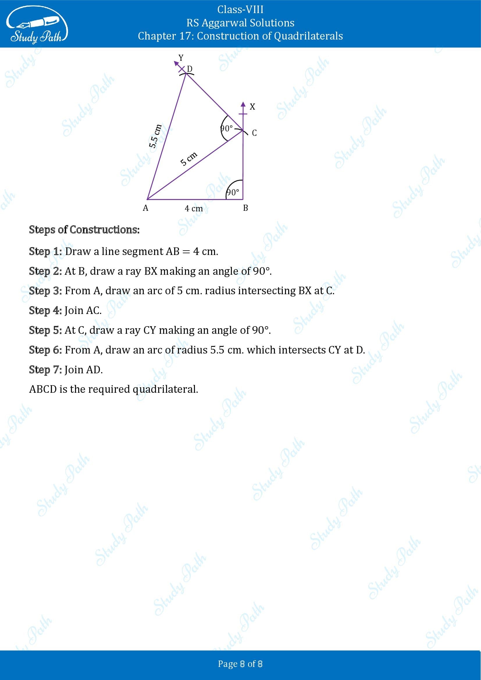 RS Aggarwal Solutions Class 8 Chapter 17 Construction of Quadrilaterals Exercise 17A 00008