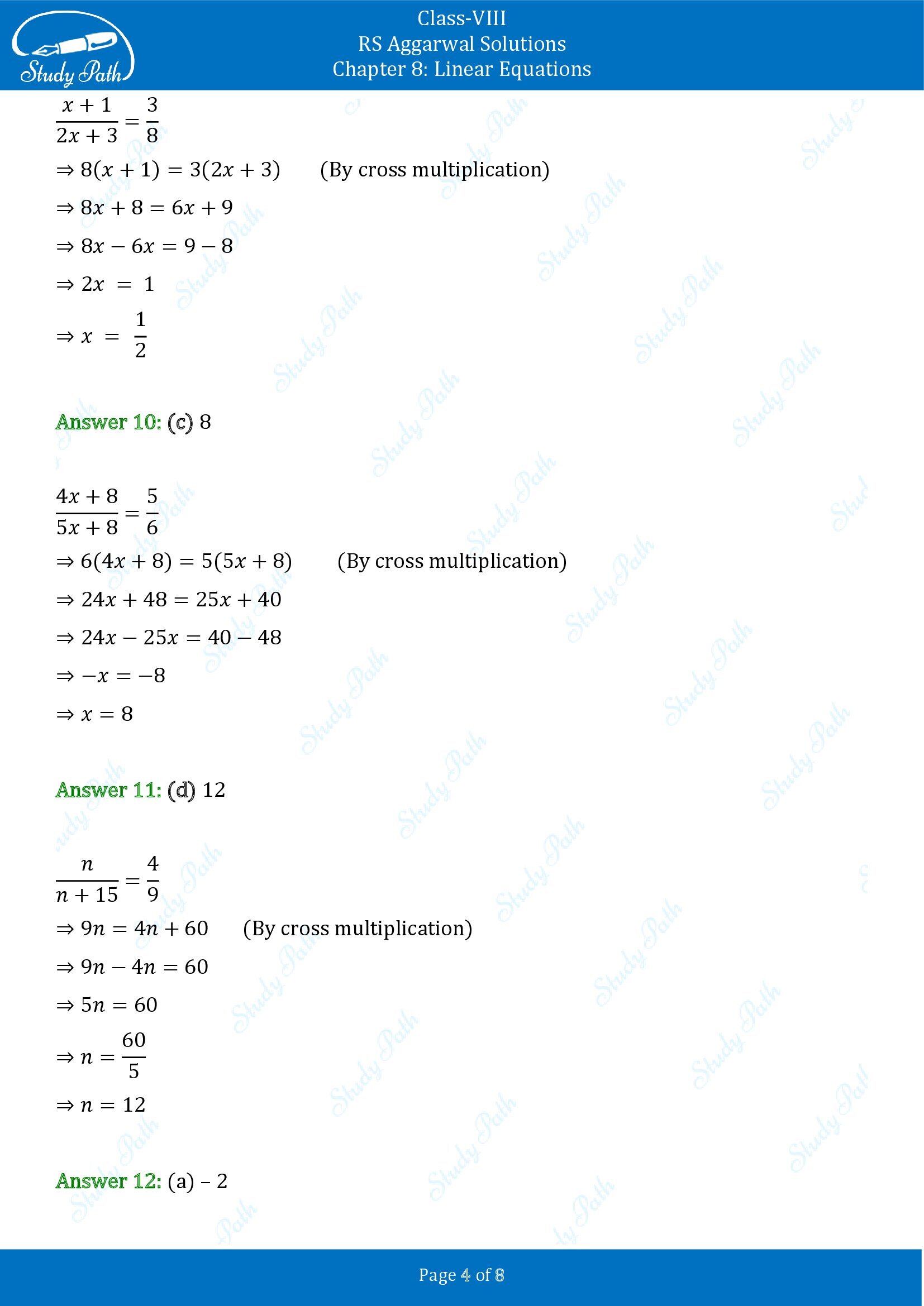 RS Aggarwal Solutions Class 8 Chapter 8 Linear Equations Exercise 8C MCQs 00004