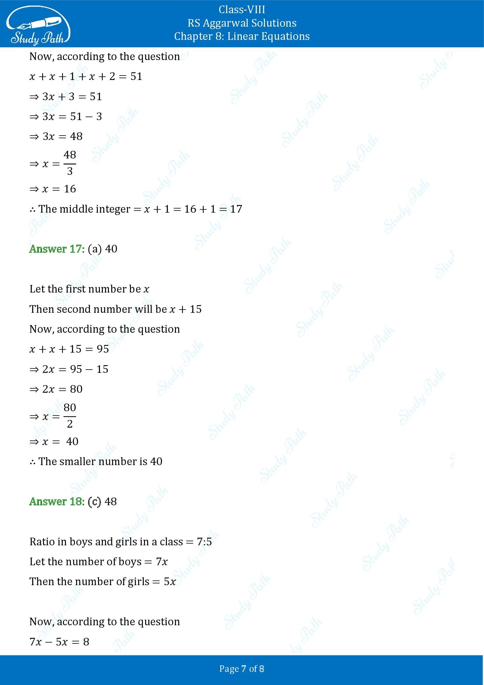 RS Aggarwal Solutions Class 8 Chapter 8 Linear Equations Exercise 8C MCQs 00007