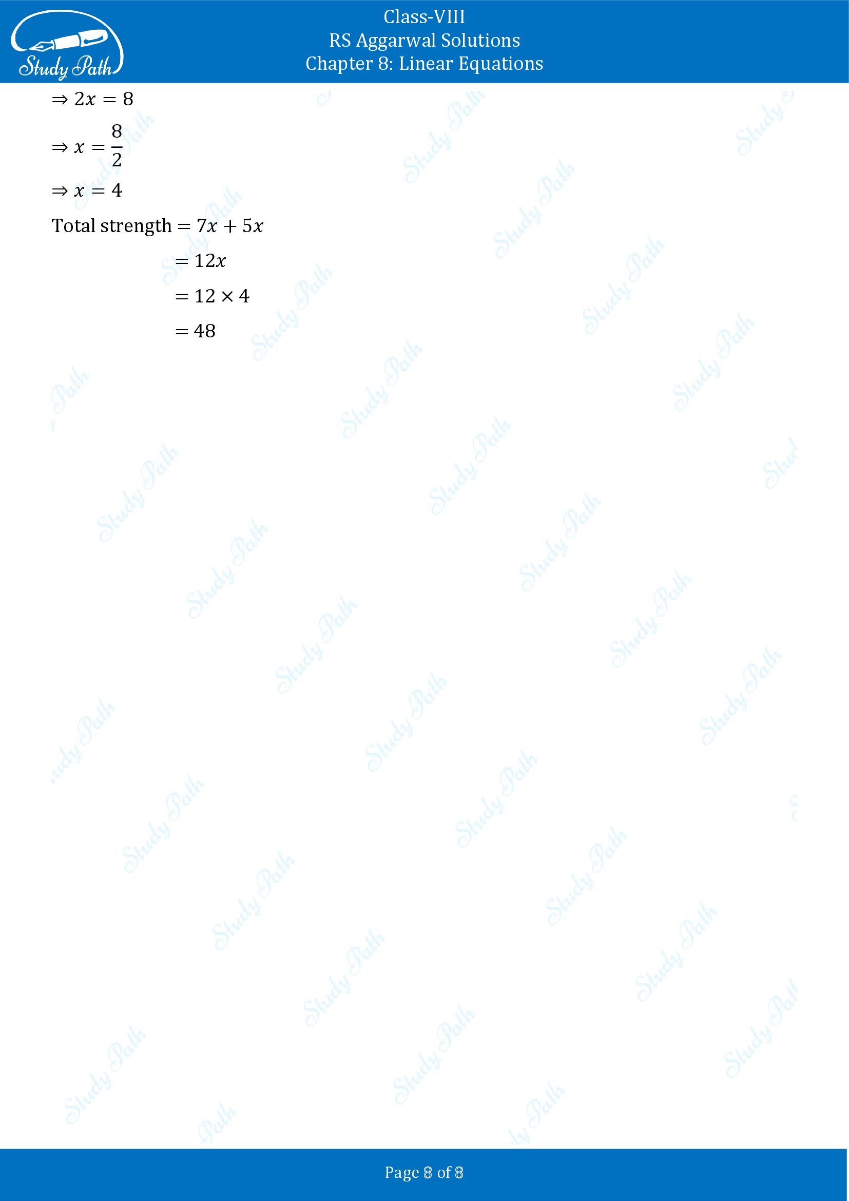 RS Aggarwal Solutions Class 8 Chapter 8 Linear Equations Exercise 8C MCQs 00008