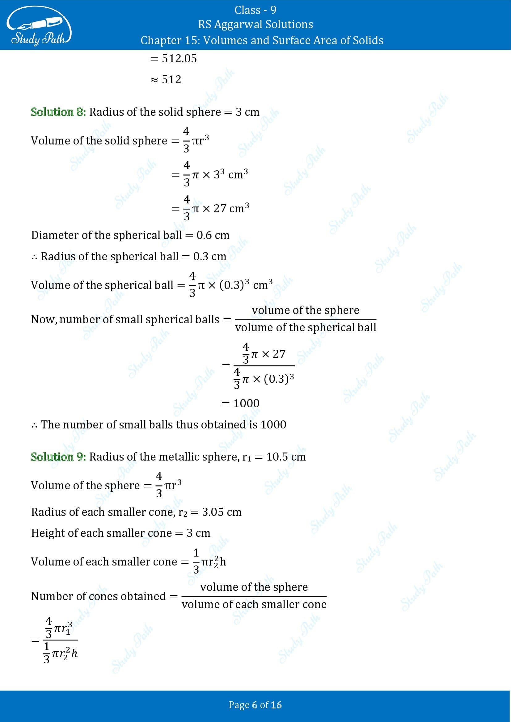RS Aggarwal Solutions Class 9 Chapter 15 Volumes and Surface Area of Solids Exercise 15D 00006
